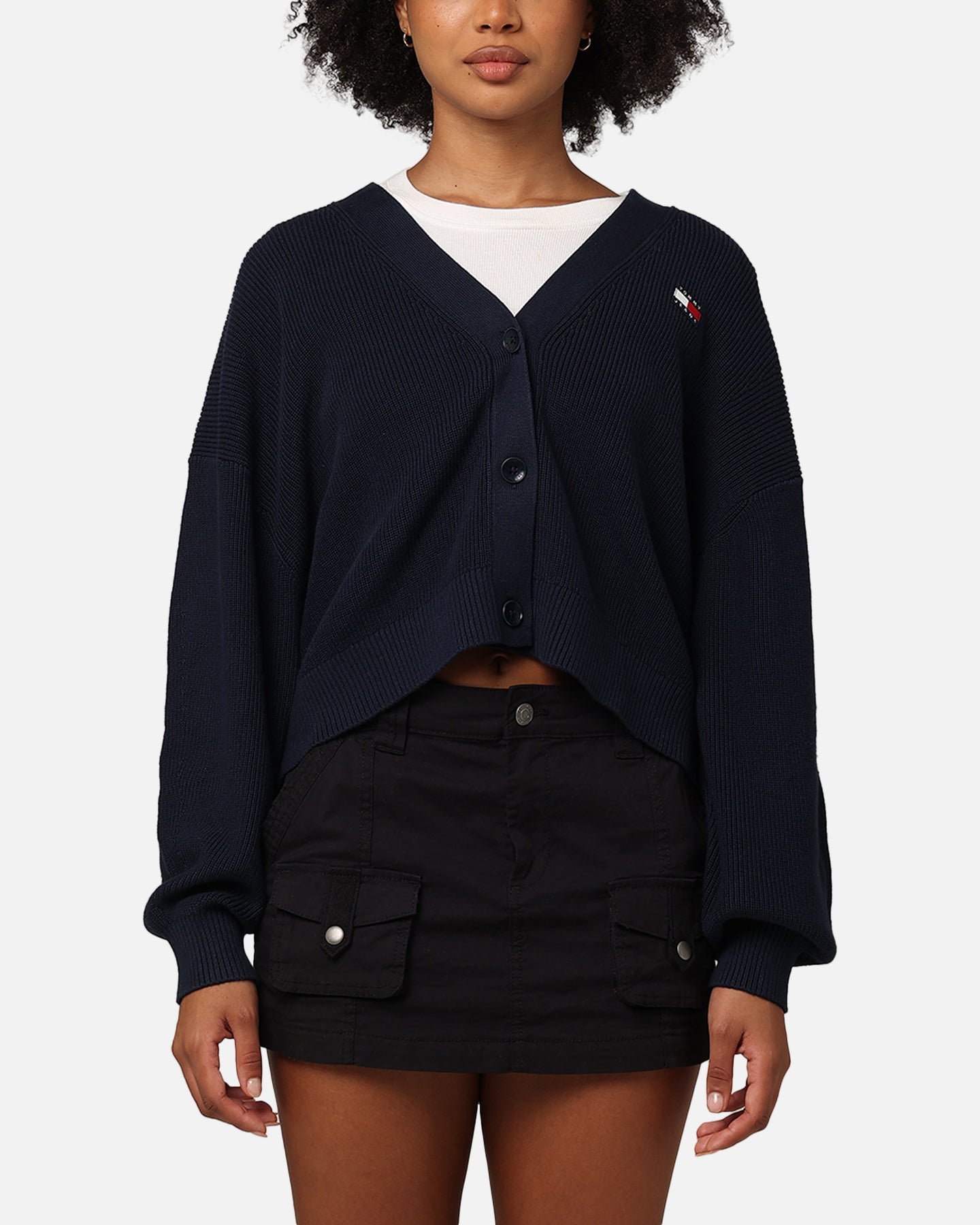 Tommy Jeans Women's TJW Flag Badge Cardigan Dark Night Navy