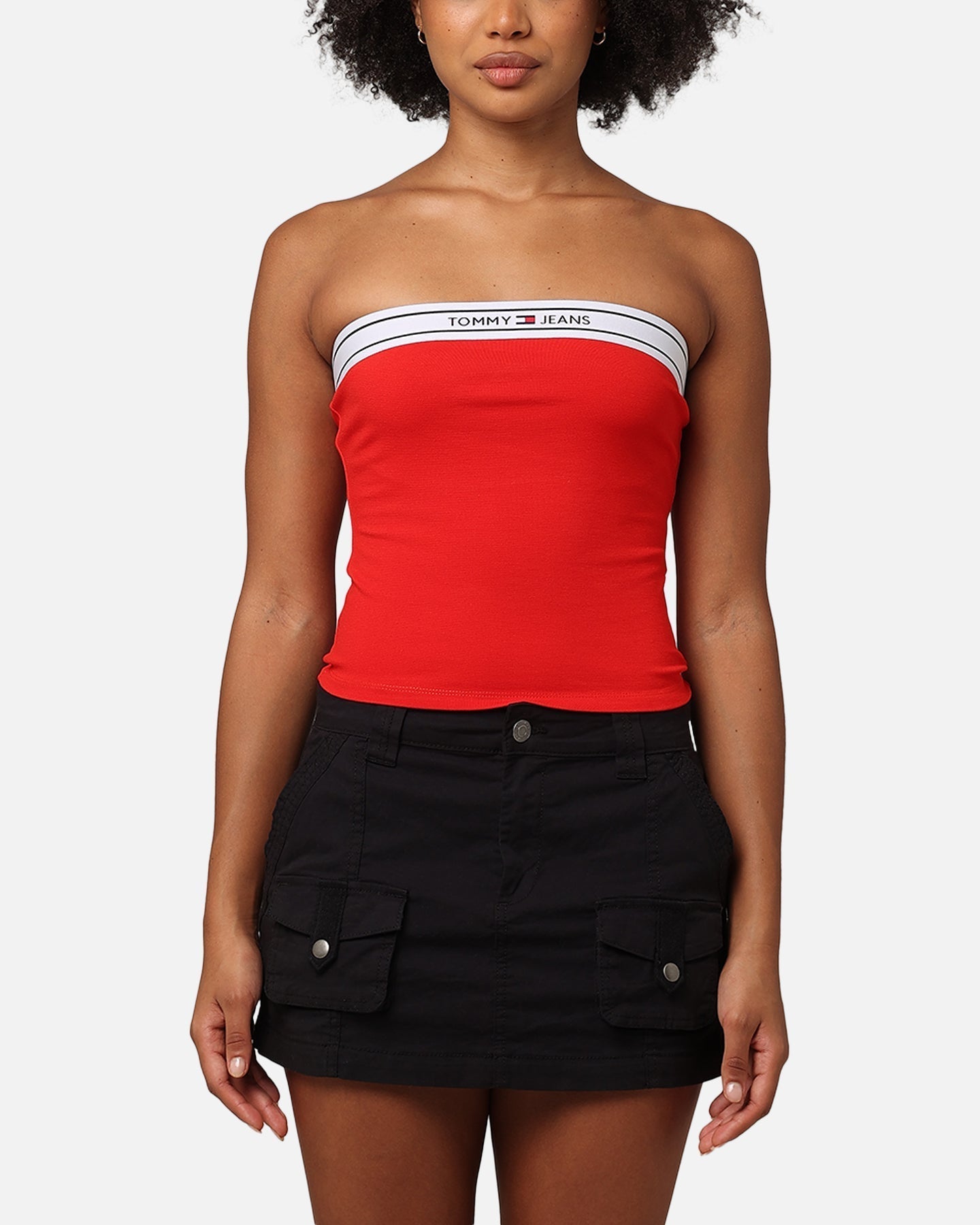 Tommy Jeans Women's Logo Taping Tube Top Deep Crimson