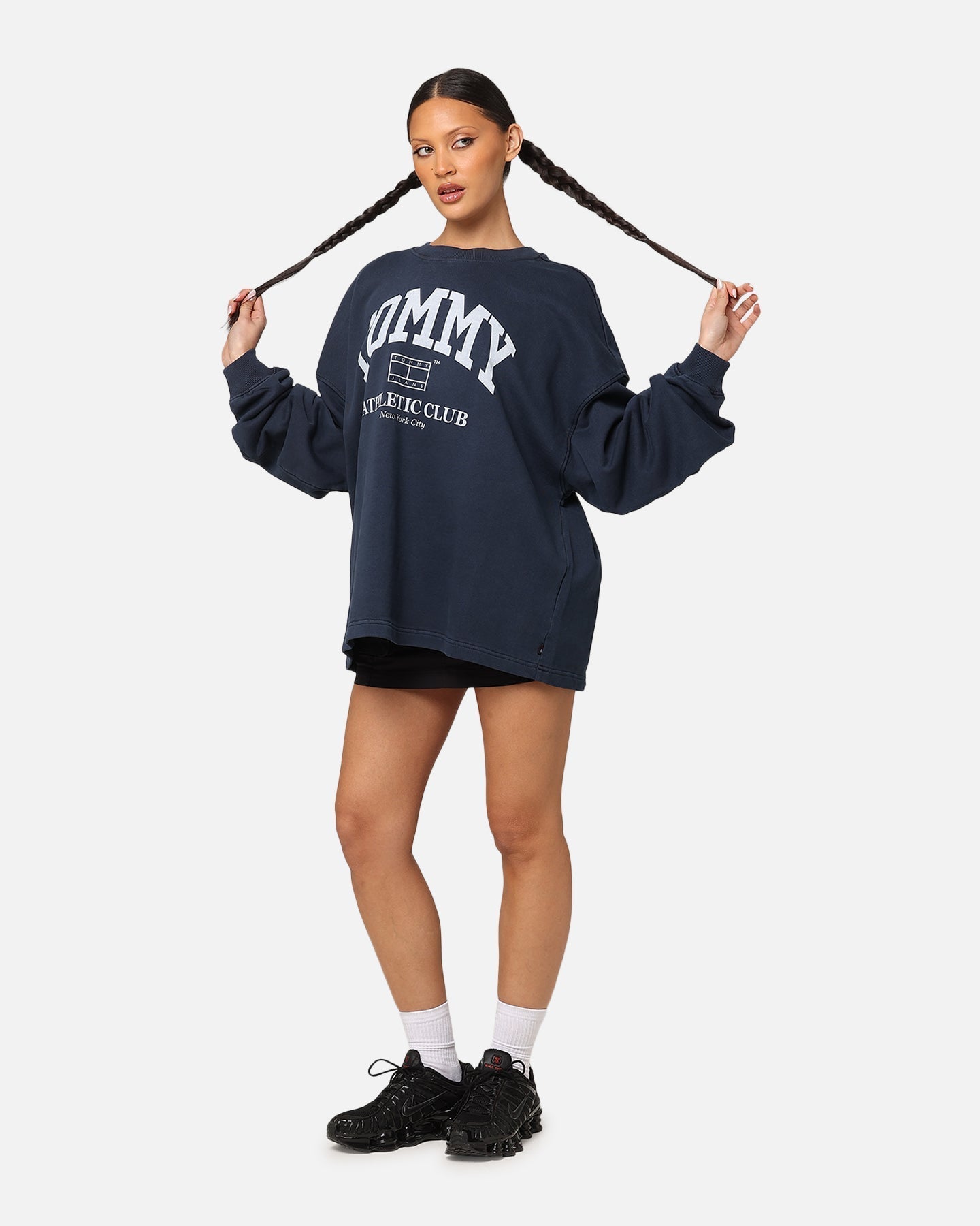 Tommy jeans femminile oversize varsity sport Crewneck Dark Night Navy