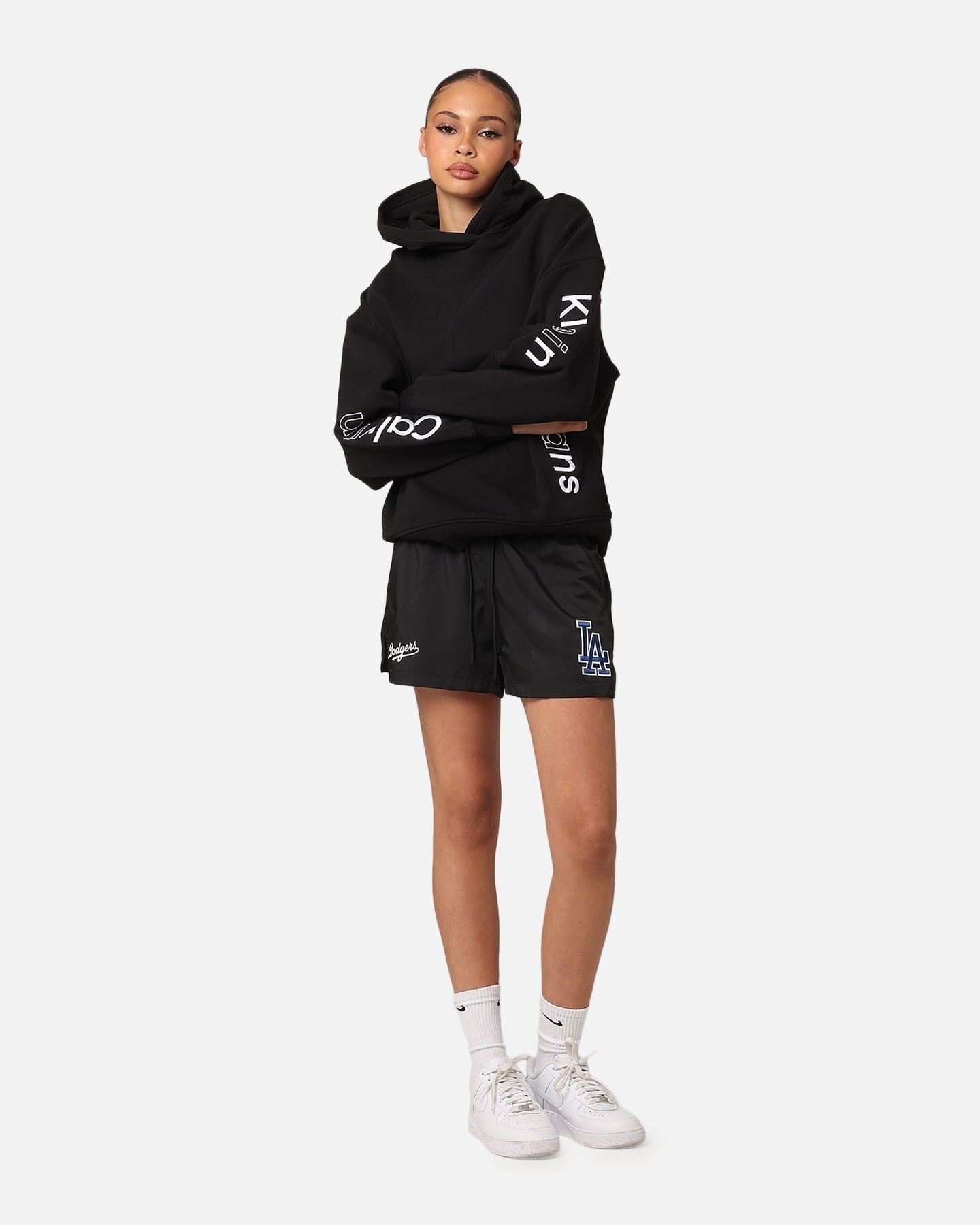 Calvin Klein Kvinners multi -plasseringslogo Hoodie Black