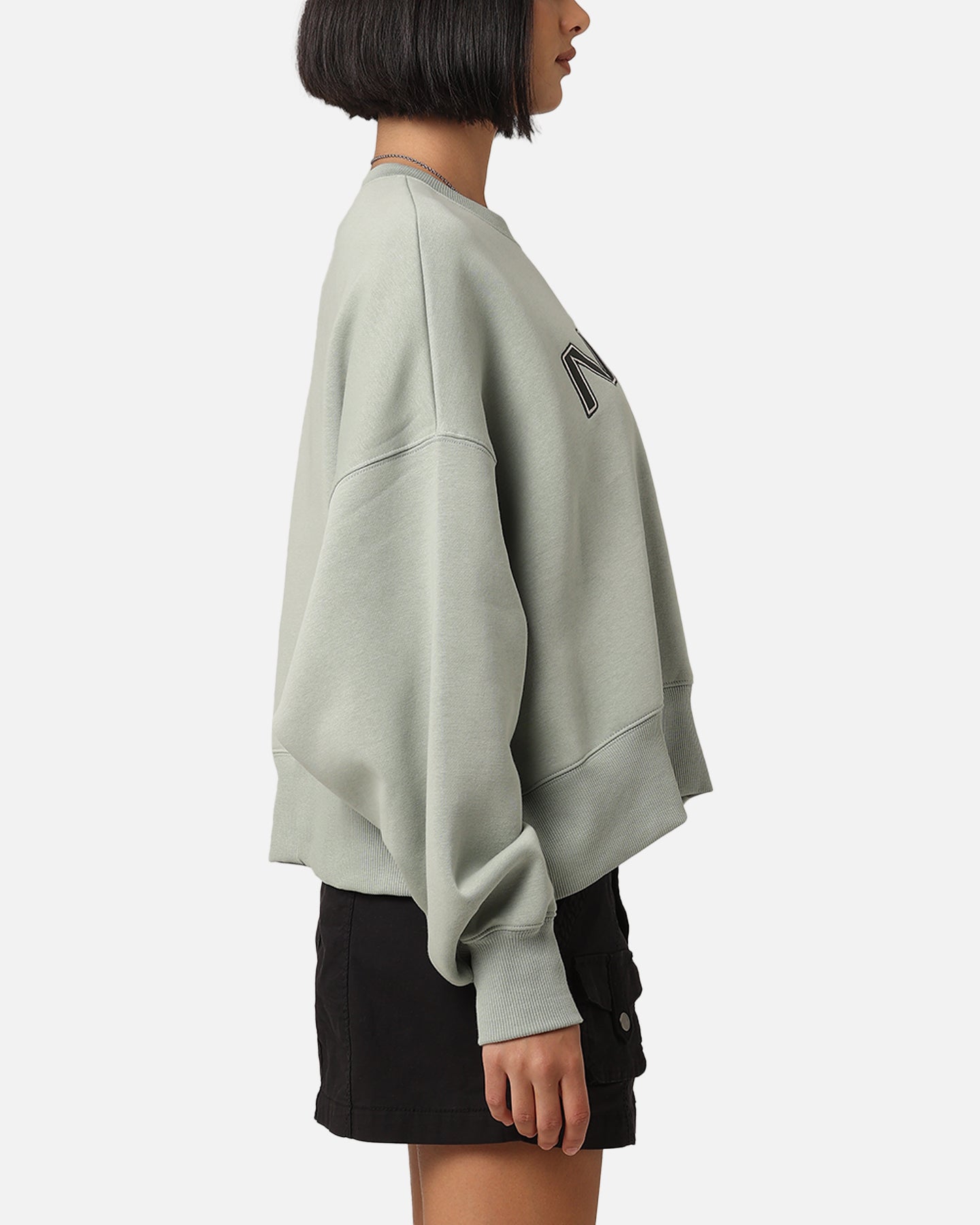 Nike dames sportkleding Pheonix fleece Oversized Logo Crewneck Jade Horizon/Light Orewood Brown