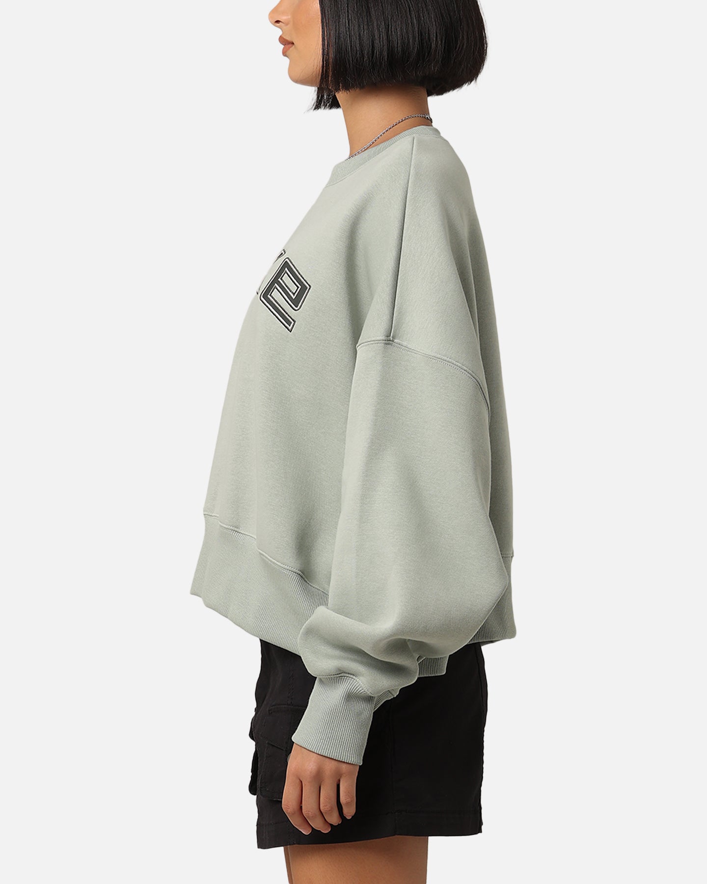 Nike Ženska športna oblačila Pheonix Fleece Predimenzionirana logotip Crewneck Jade Horizon/Light Orewood Brown