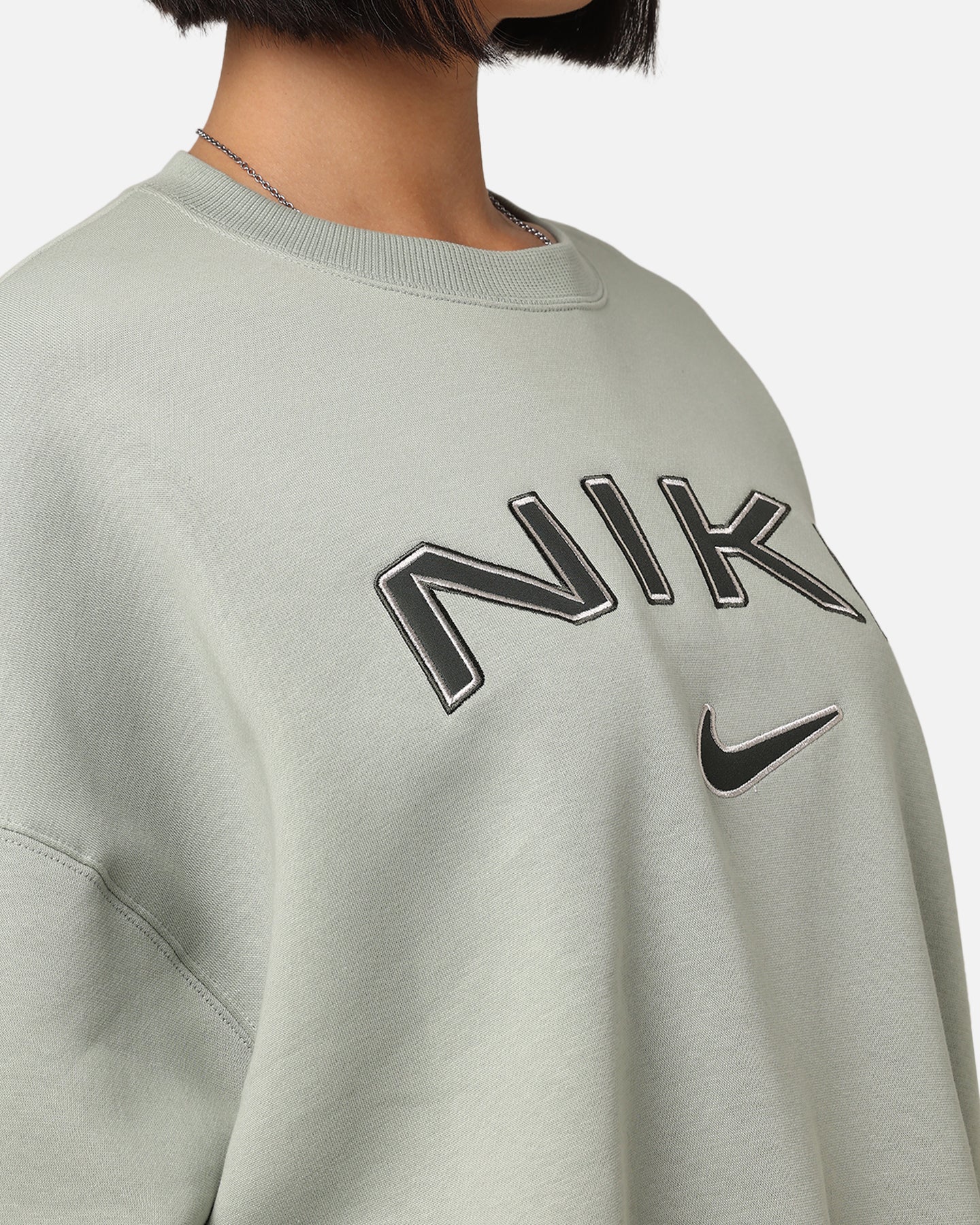 Nike dames sportkleding Pheonix fleece Oversized Logo Crewneck Jade Horizon/Light Orewood Brown