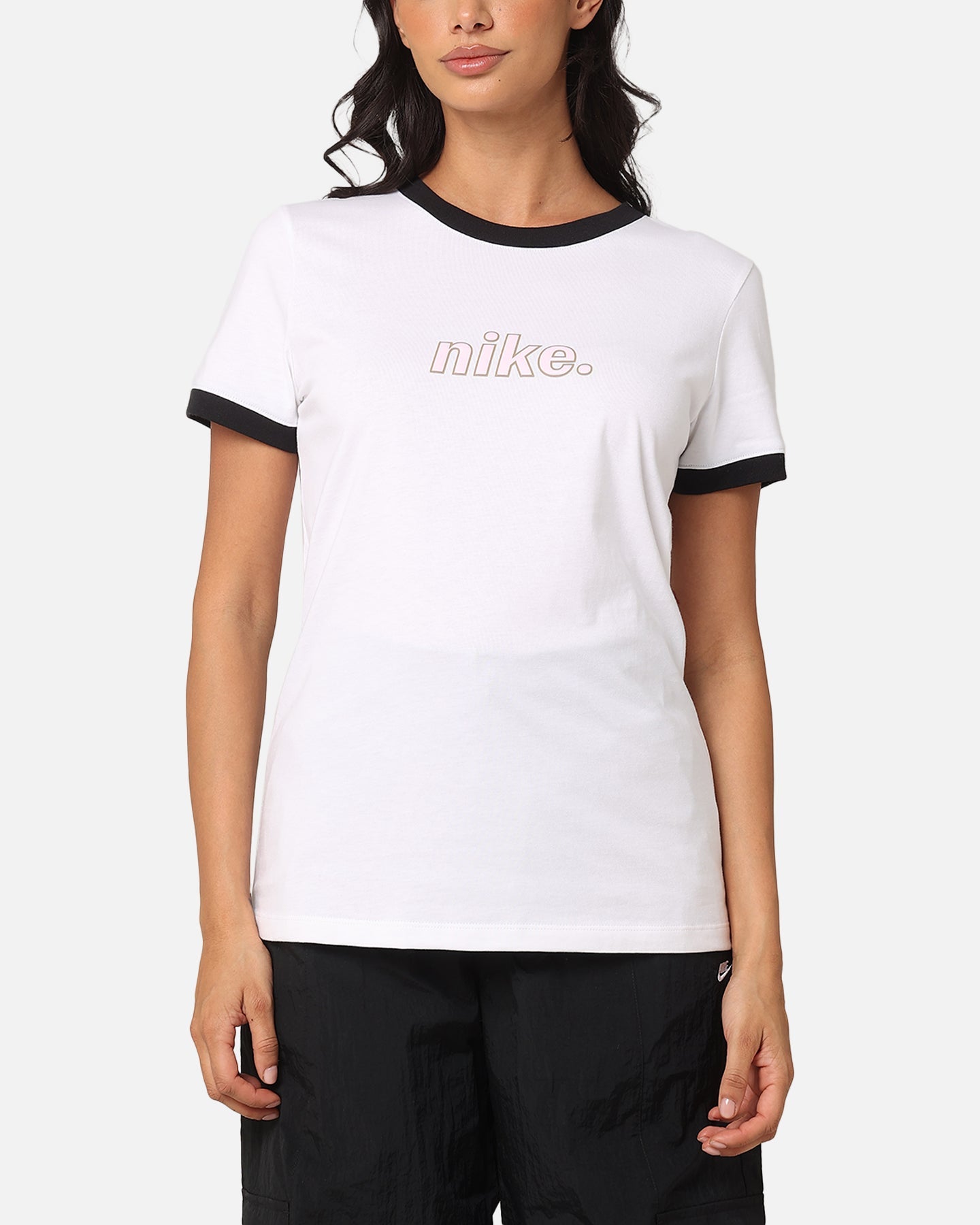 Nike Women's Sportswar Ringer T-Shirt wäiss / schwaarz