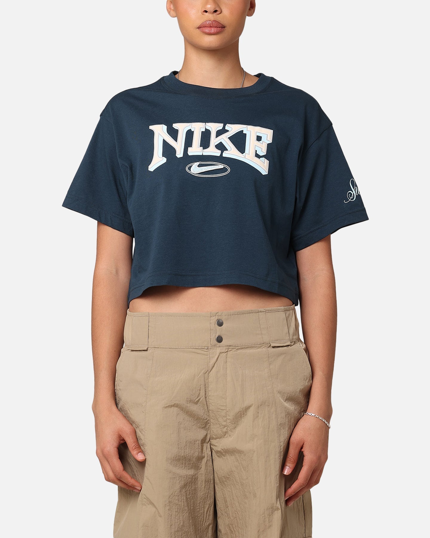 Nike Damen Sportswear Lose Uni Cropped T-Shirt Armory Navy