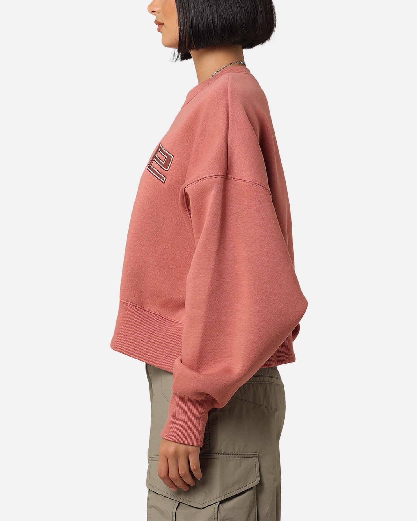 Nike ženska sportska odjeća Pheonix Fleece Preveliki logotip Crewneck Canyon Pink/Light Orewood Brown