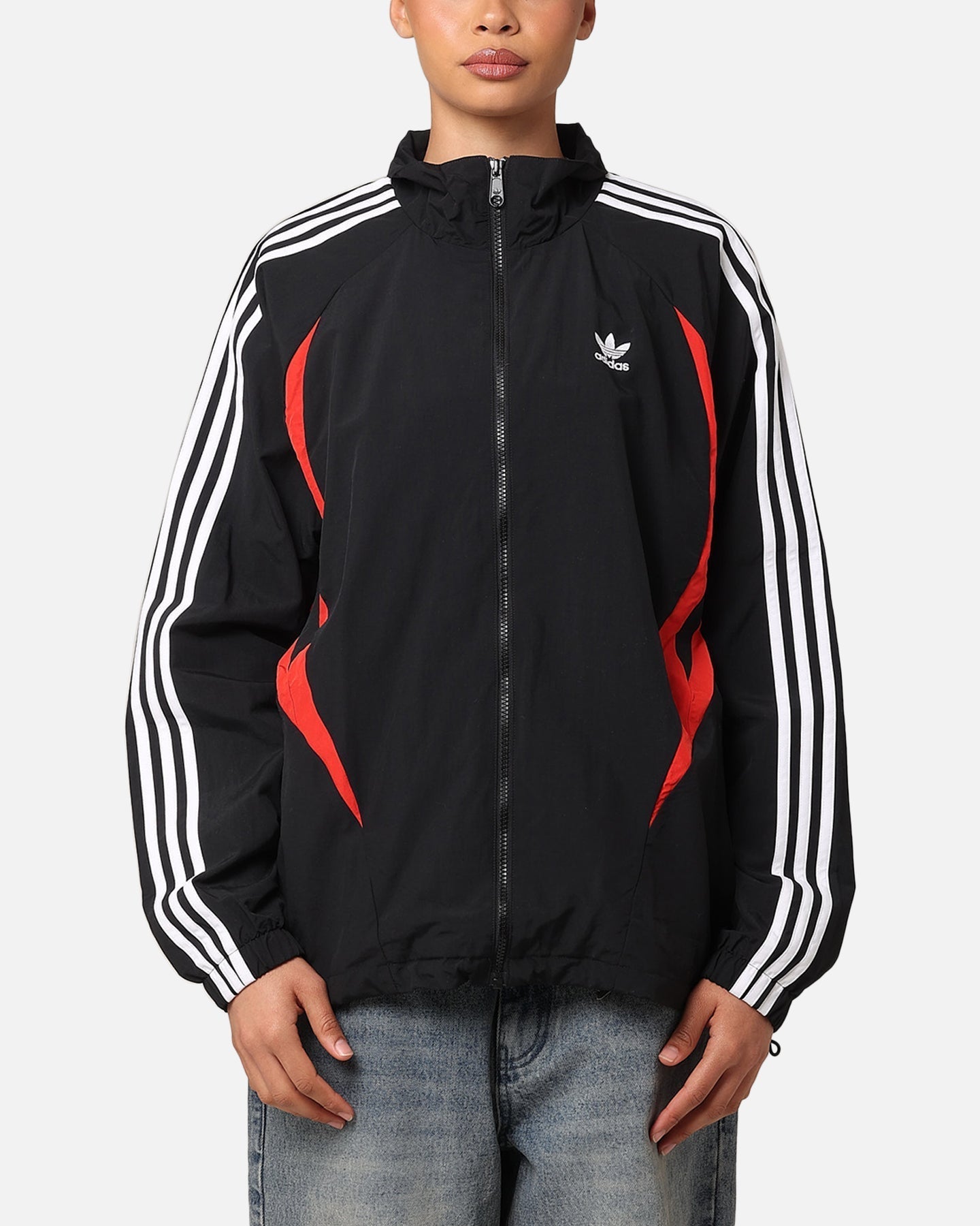 Veste de piste d'archives adidas noir / meilleur écarlate