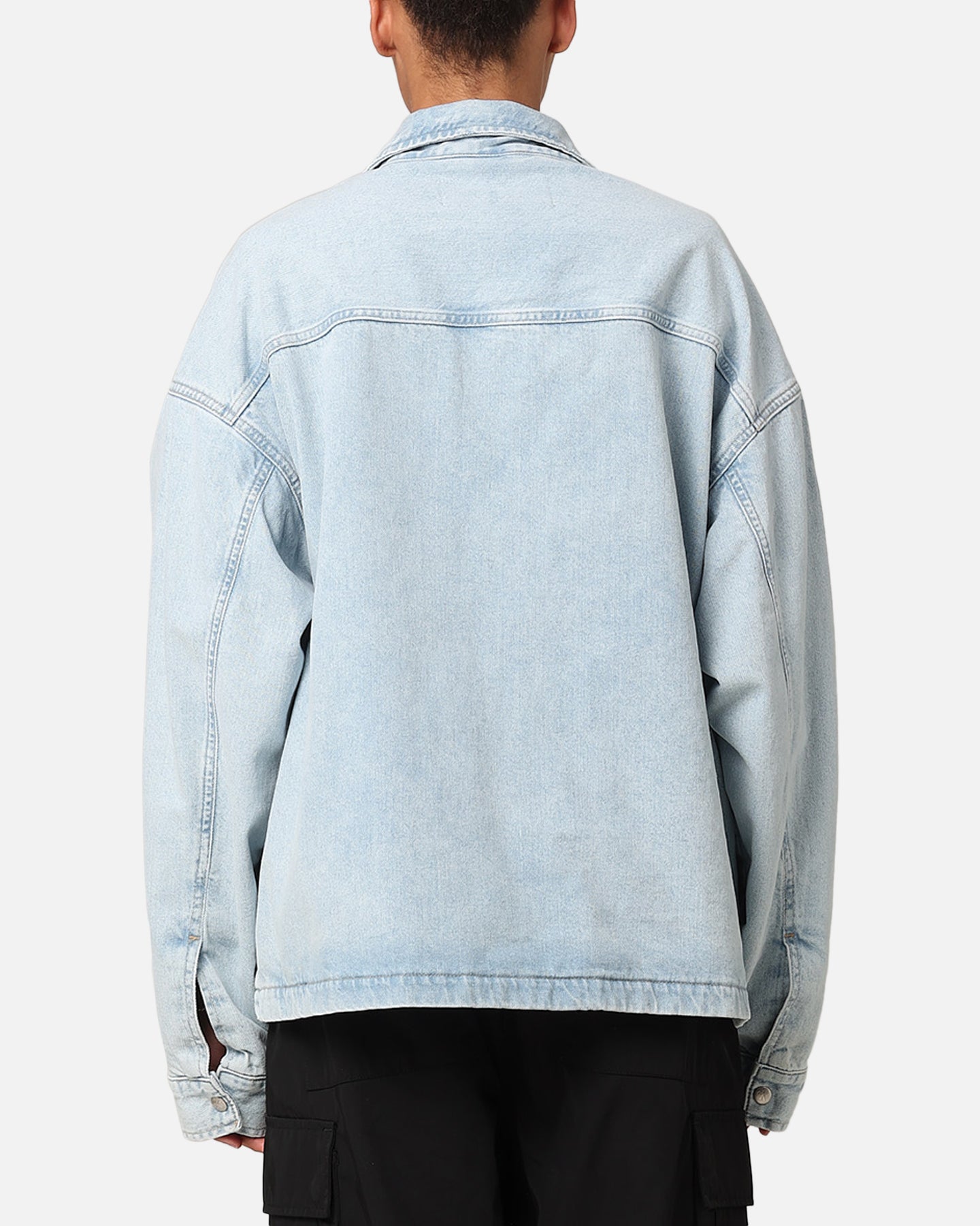 Calvin Klein Denim Pop Over Quarter Zip Jacket Light Blue