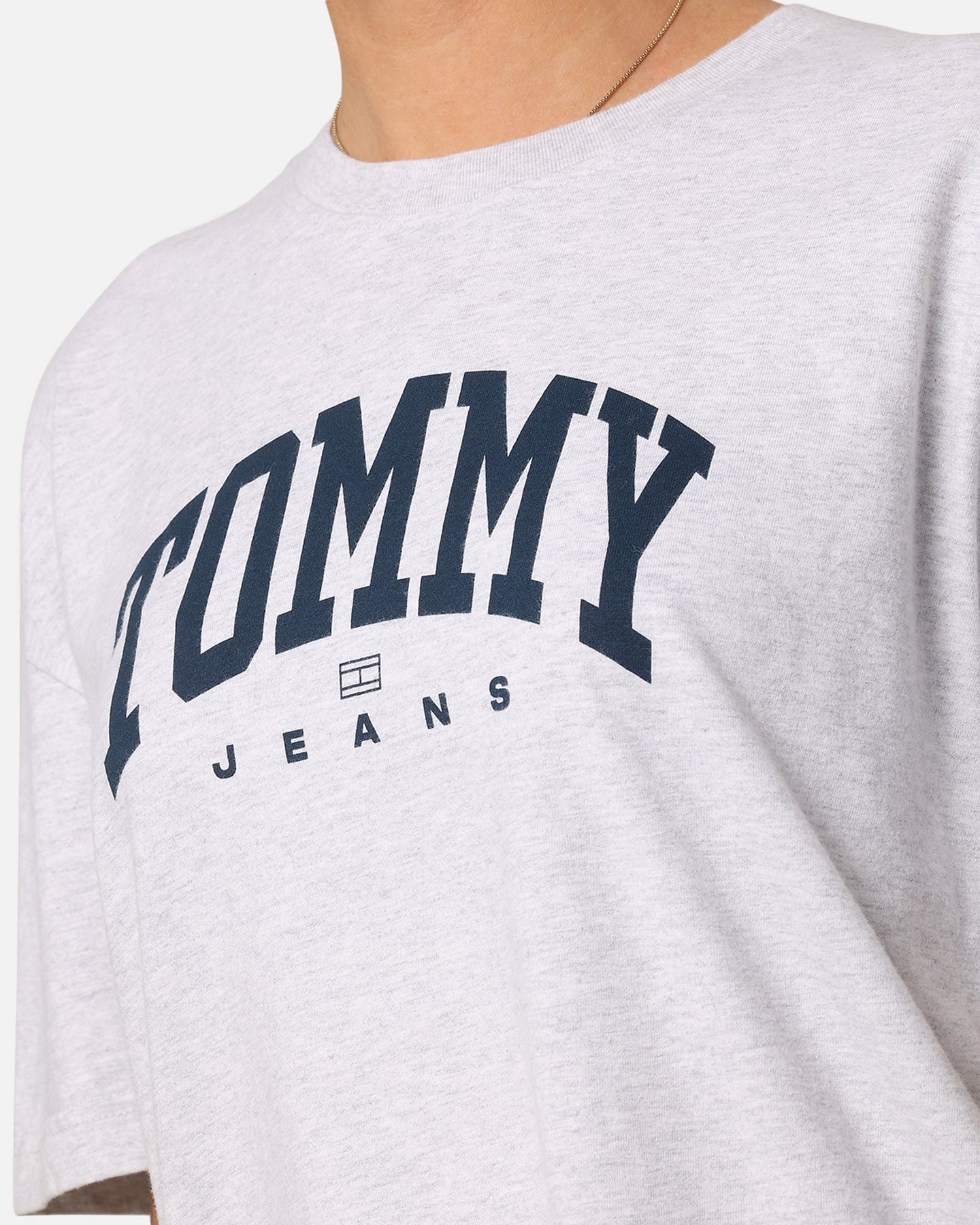 Tommy jeans femminile tjw oversize varsity 1 t-shirt heather grigio argento