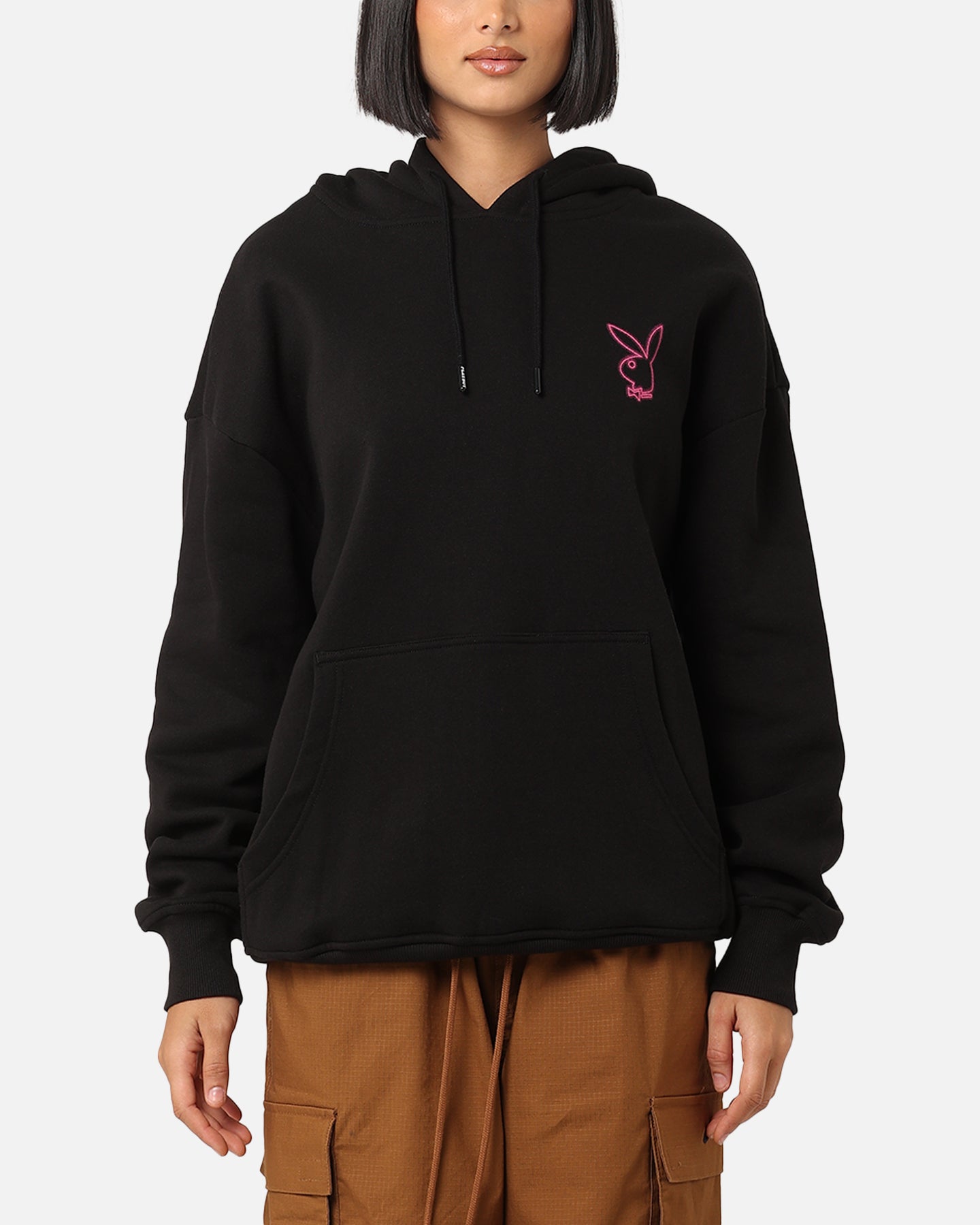 „Playboy Neon Stack Hoodie“ juoda/rožinė