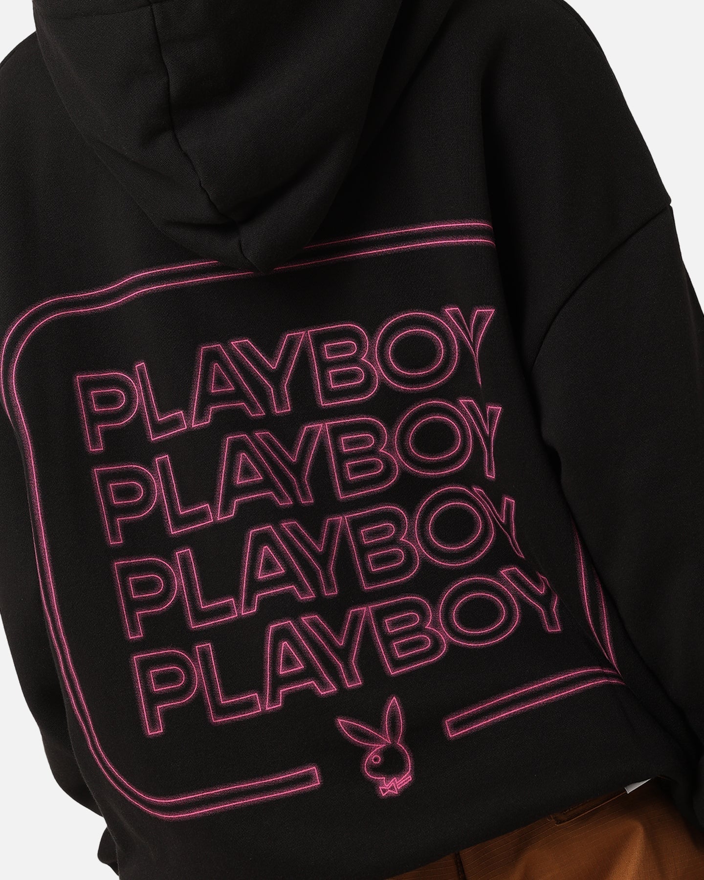 Playboy neon stack hoodie zwart/roze