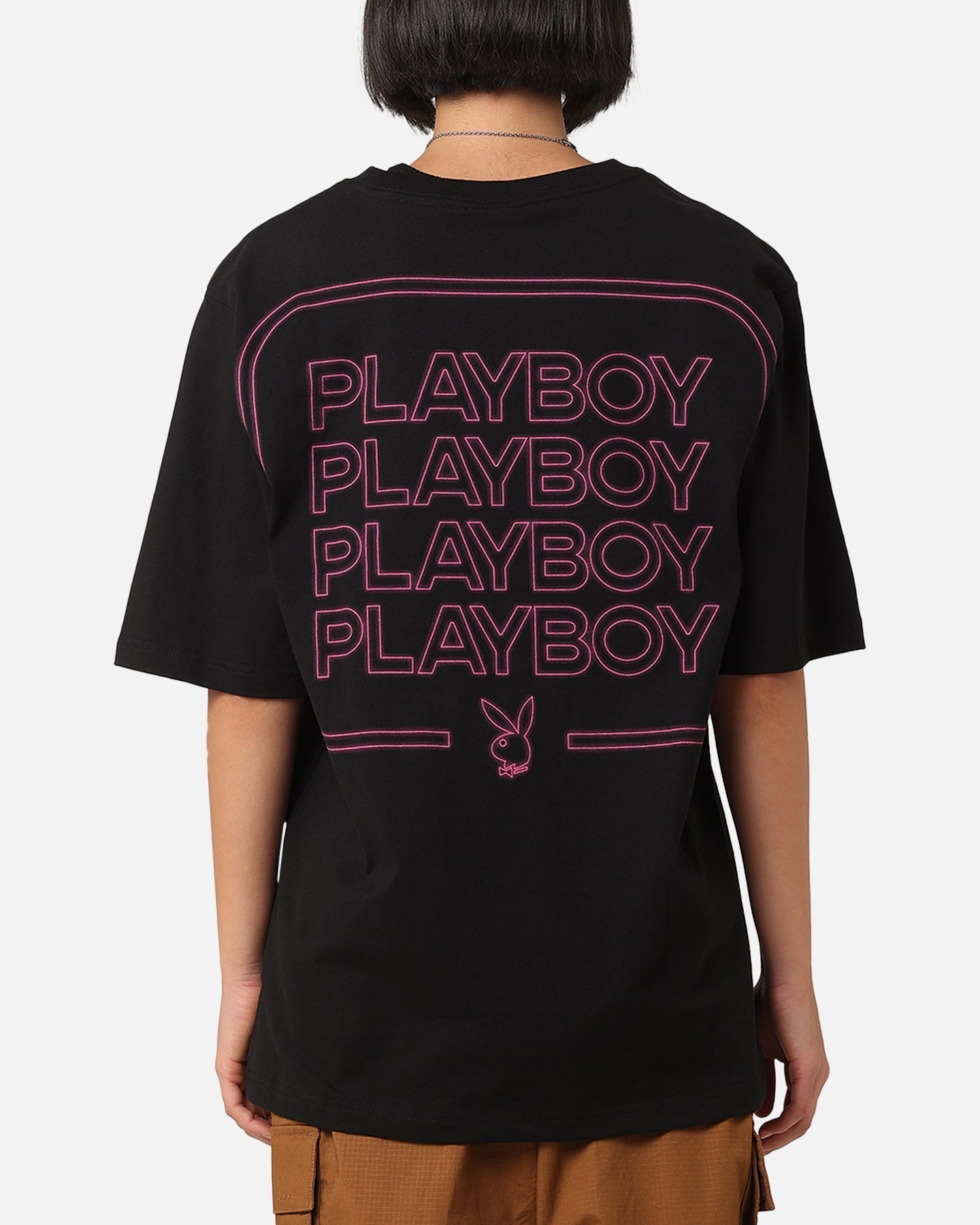 Playboy Neon Stack majica crna/ružičasta