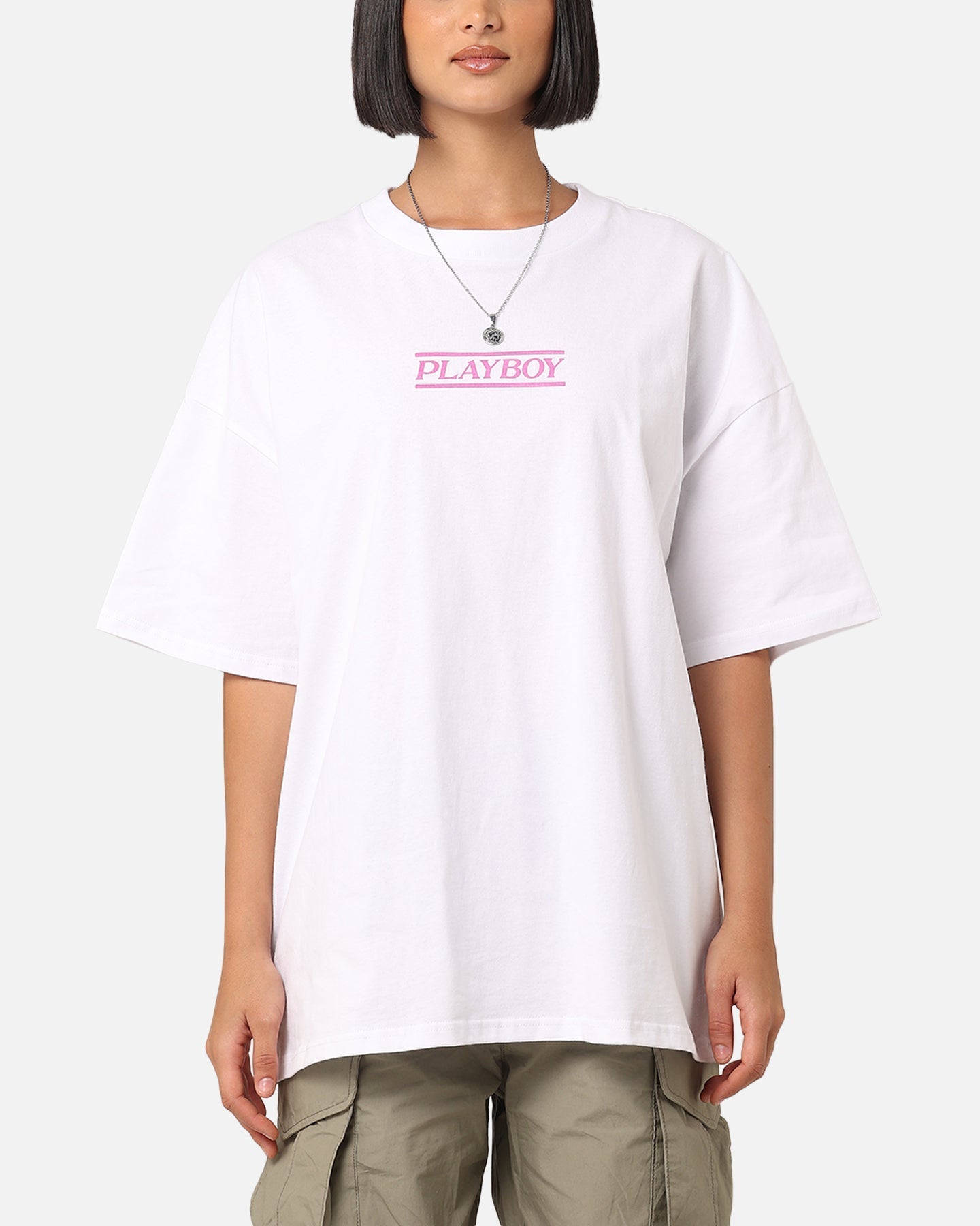 Playboy le t-shirt baiser blanc / rose