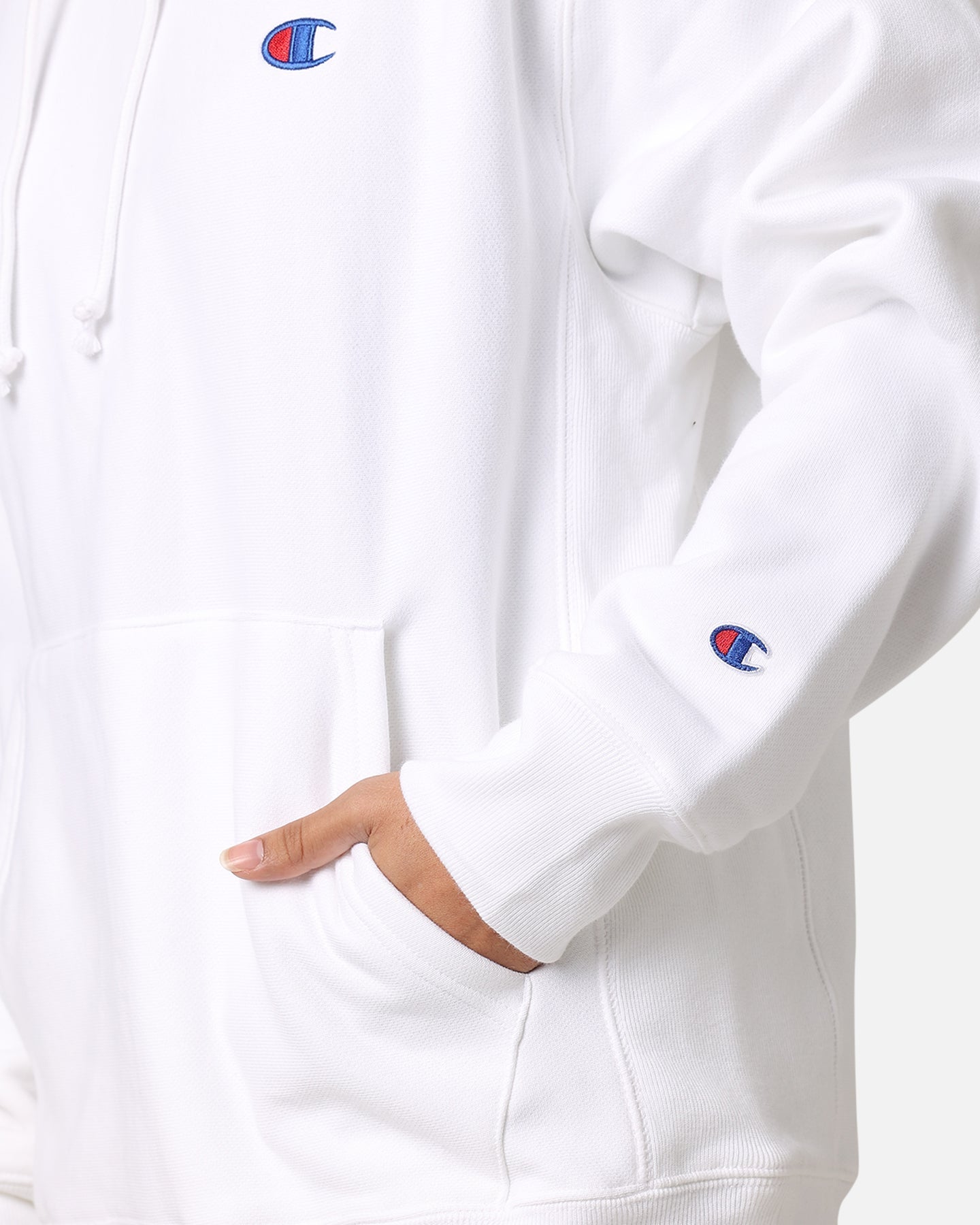 Champion Reverse Weave Small C Hoodie White