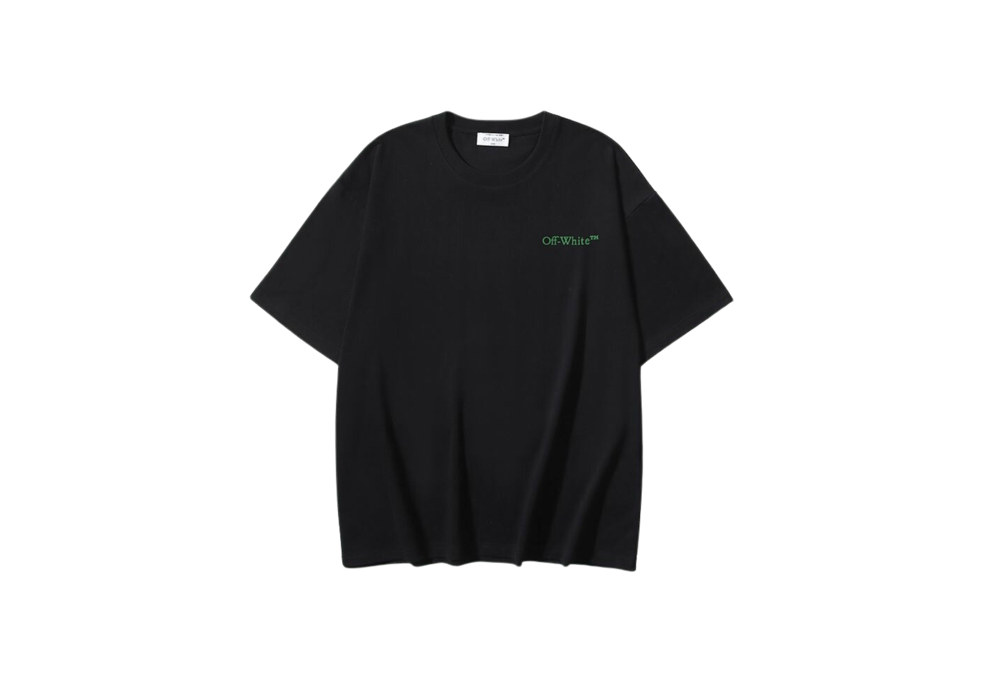 Up to 90 off - Off-White Clothing Off-White - Printed Green Logo 'Rec' Black T-Shirt