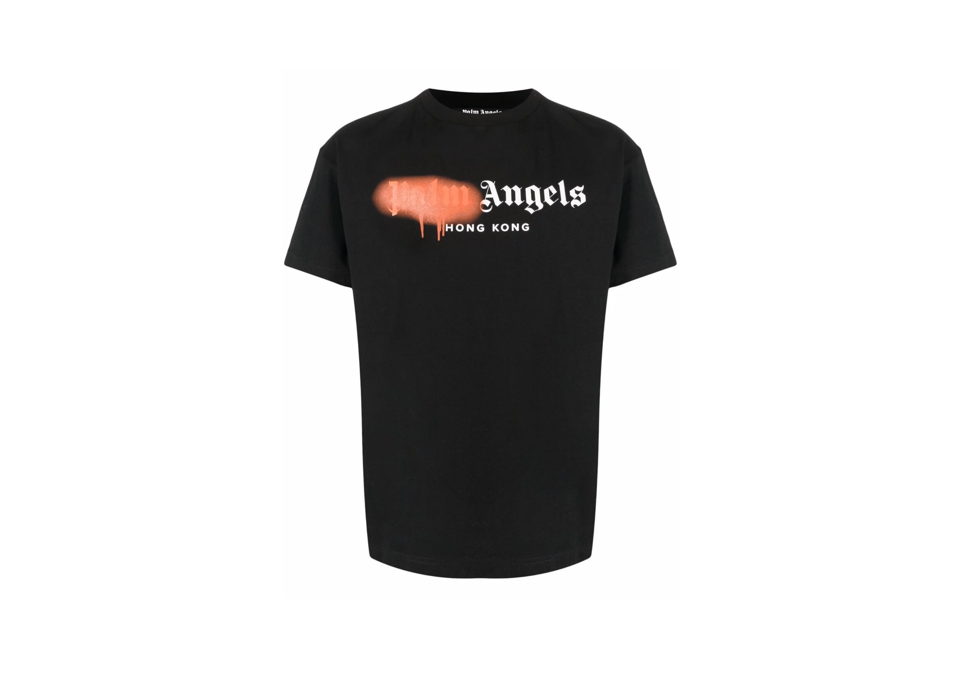 Up to 90 off - Palm Angels Clothing Palm Angels - Orange Sprayed Hong Kong Black T-Shirt