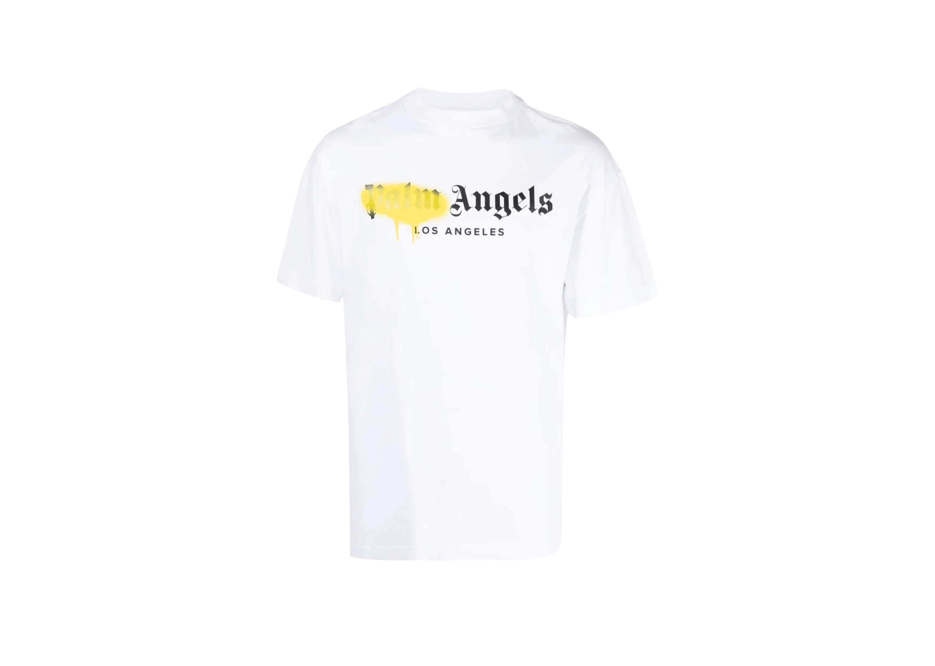 Up to 90 off - Palm Angels Clothing Palm Angels - Yellow Sprayed La White T-Shirt