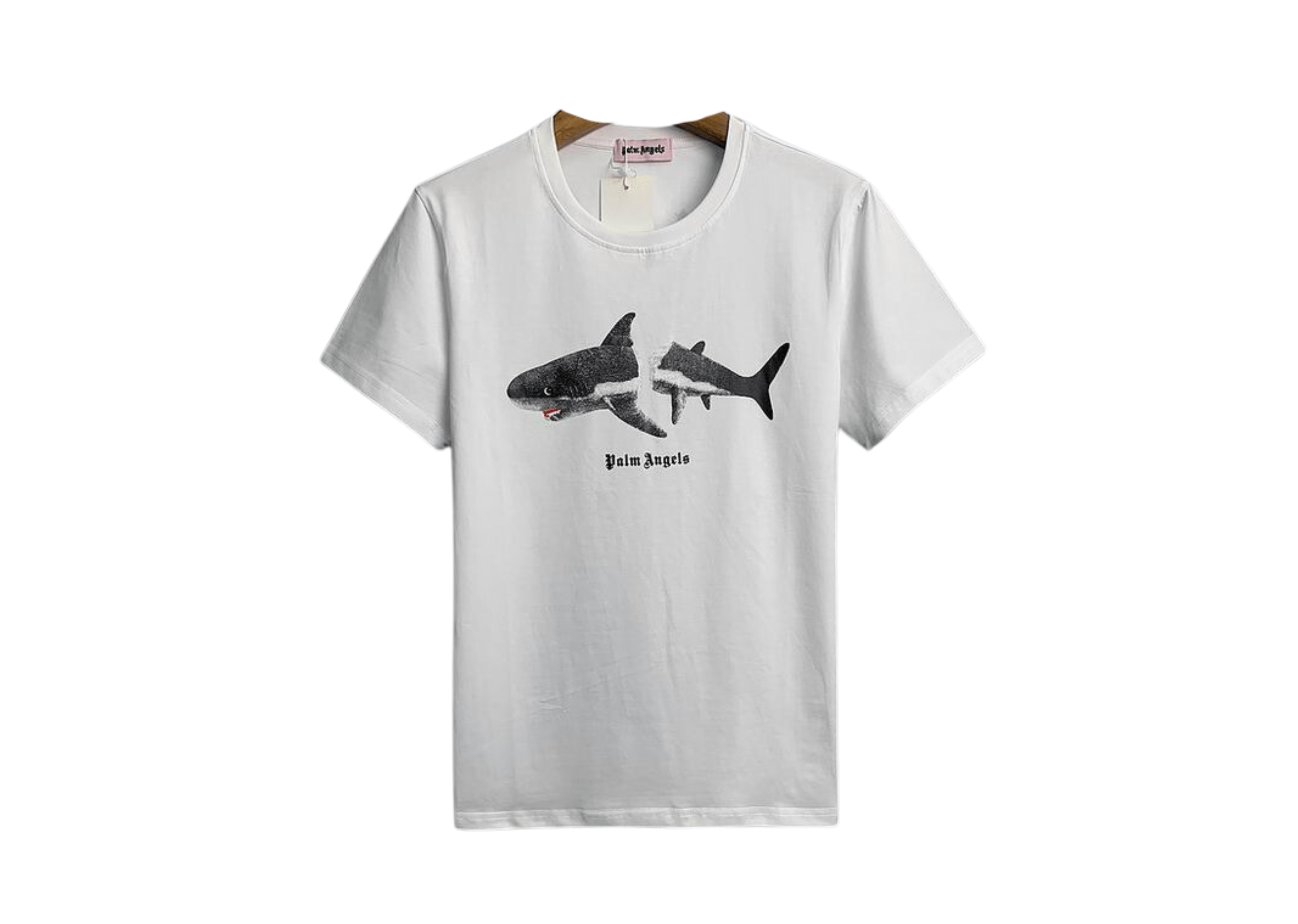 Up to 90 off - Palm Angels Clothing Palm Angels - Printed Logo 'Shark' White T-Shirt