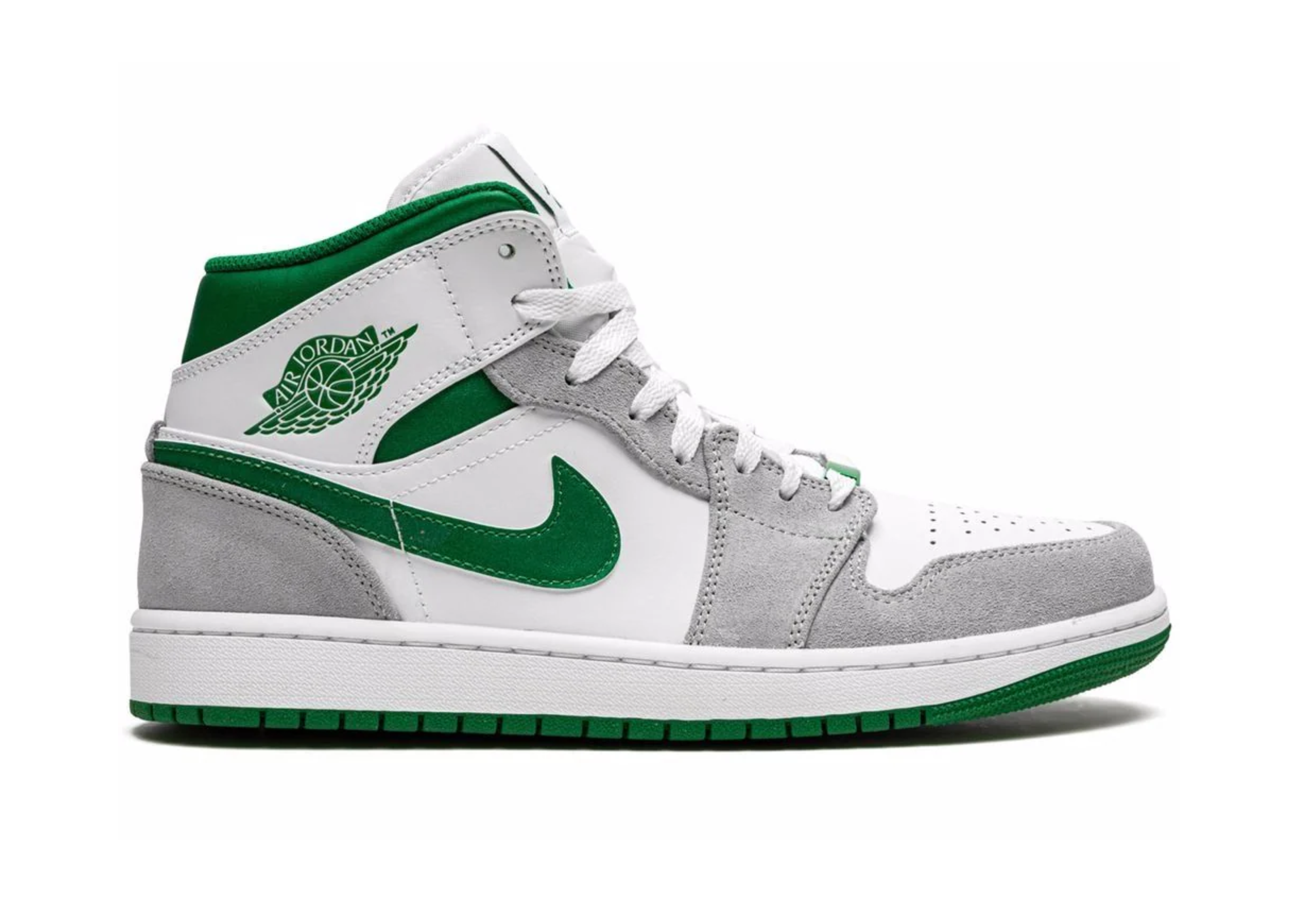 Air Jordan 1 Mid White Gray Pine Green