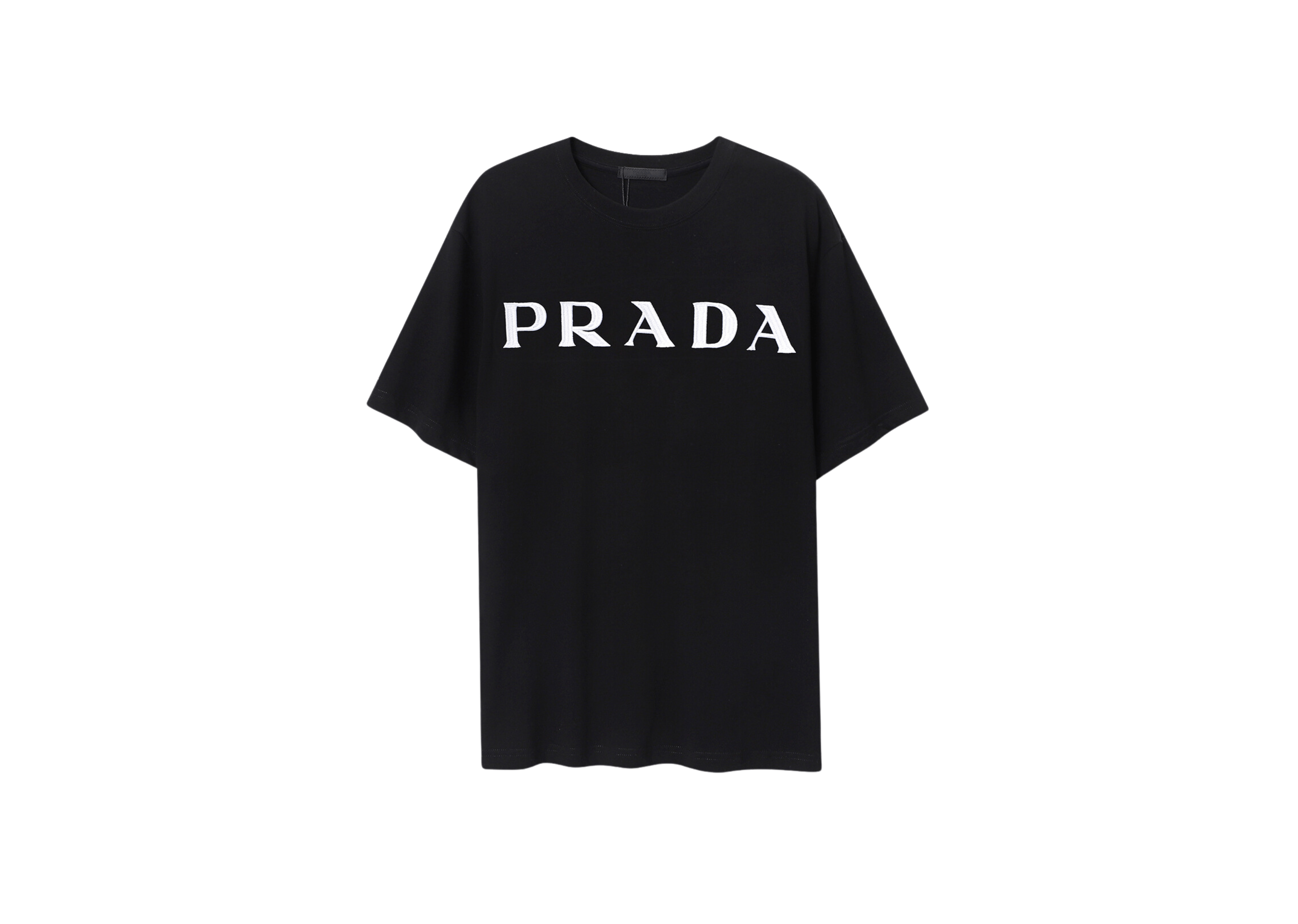 Up to 90 off - Prada Clothing Prada - Embroidered Center Logo Black/White T-Shirt