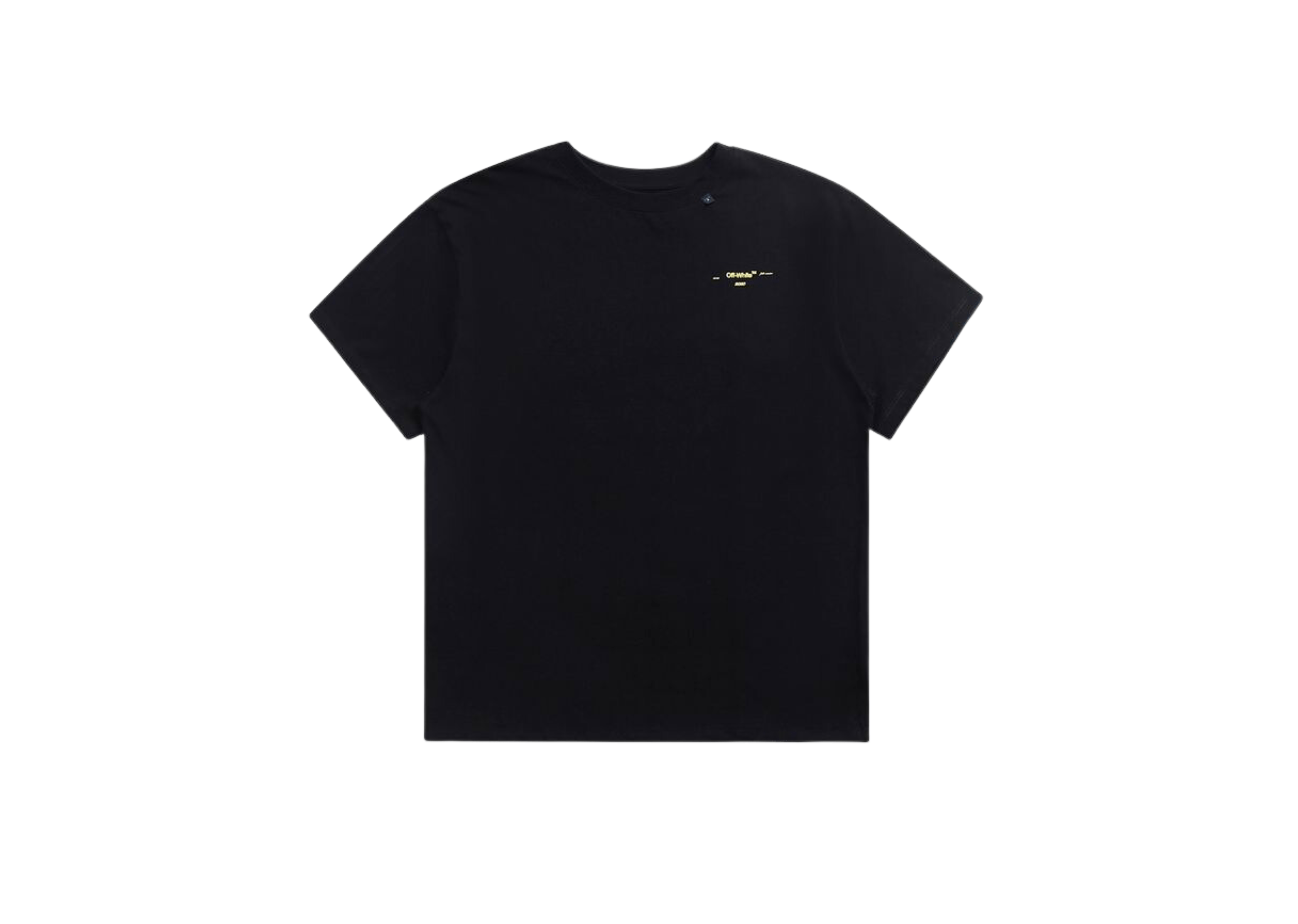 Up to 90 off - Off-White Clothing Off-White - Printed Yellow Logo Black T-Shirt