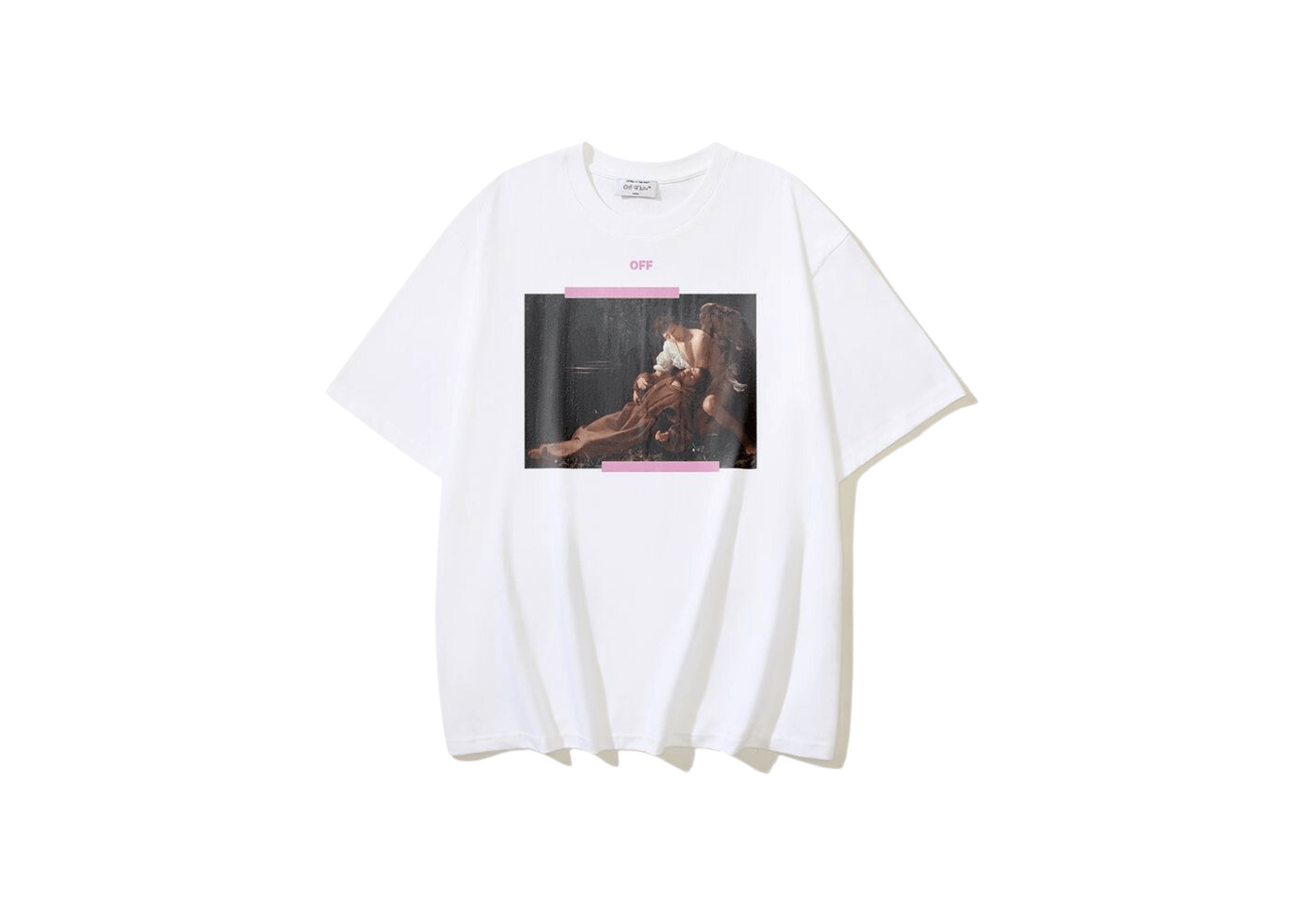 Up to 90 off - Off-White Clothing Off-White - Printed Pink Logo White T-Shirt