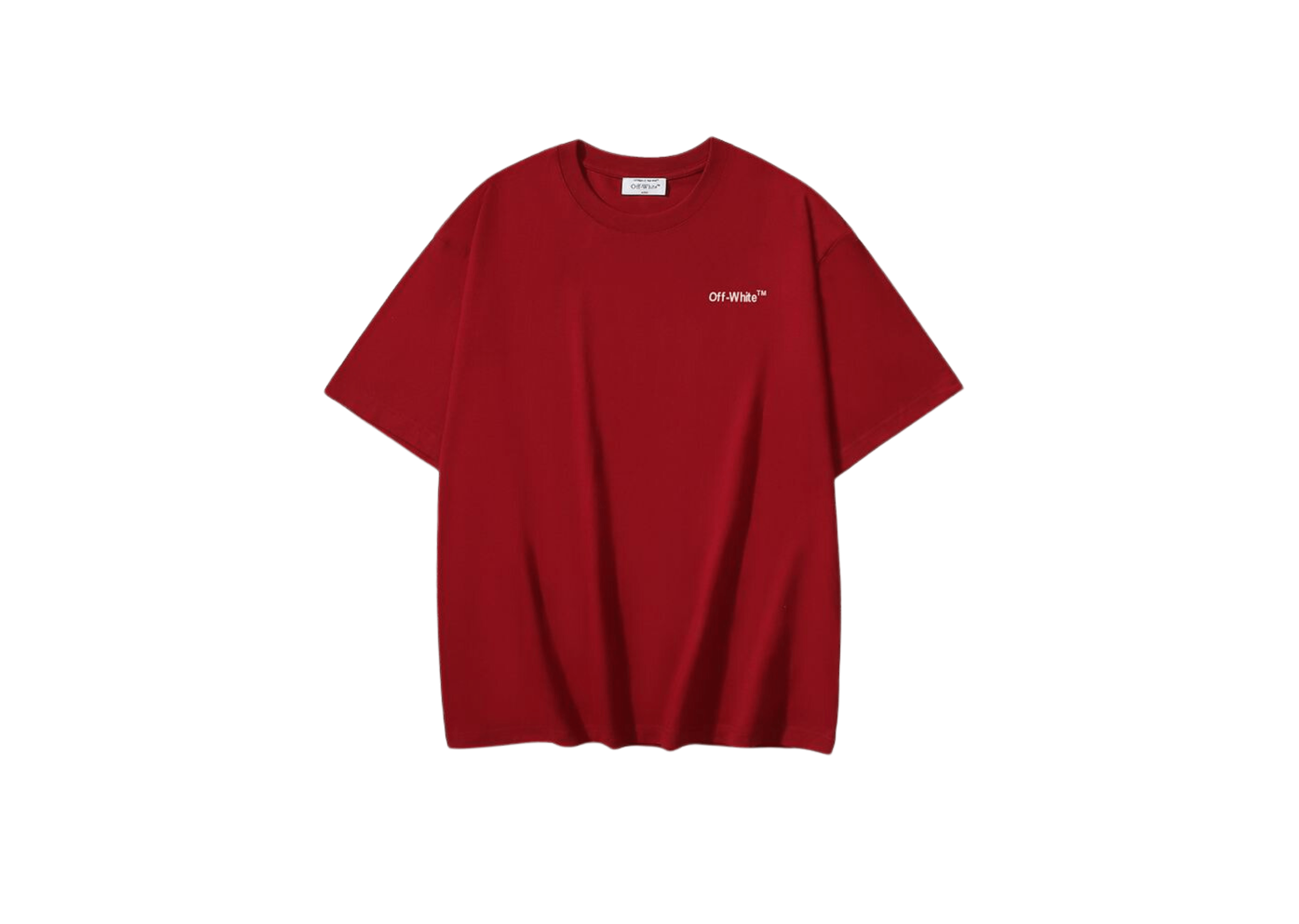 Up to 90 off - Off-White Clothing OFF-WHITE - PRINTED WHITE 'MOON' LOGO RED T-SHIRT