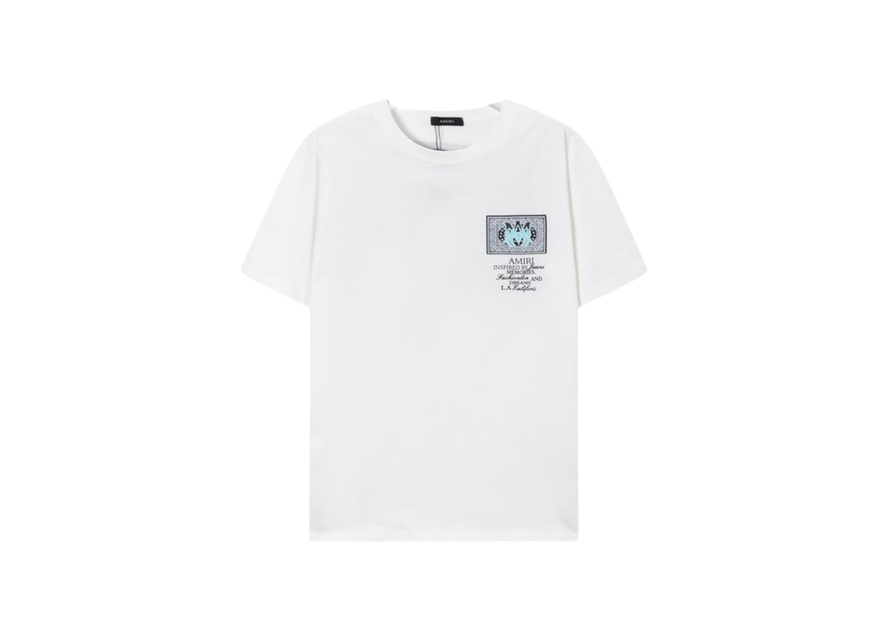 Amiri - gedrukt blauw logo wit t -shirt