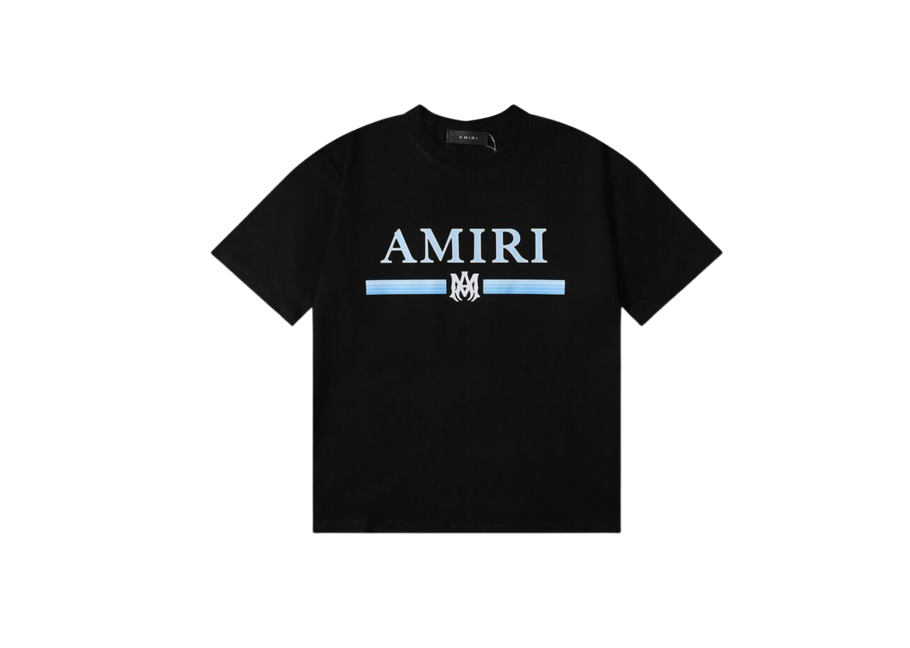 Amiri - Tricou negru cu logo albastru imprimat