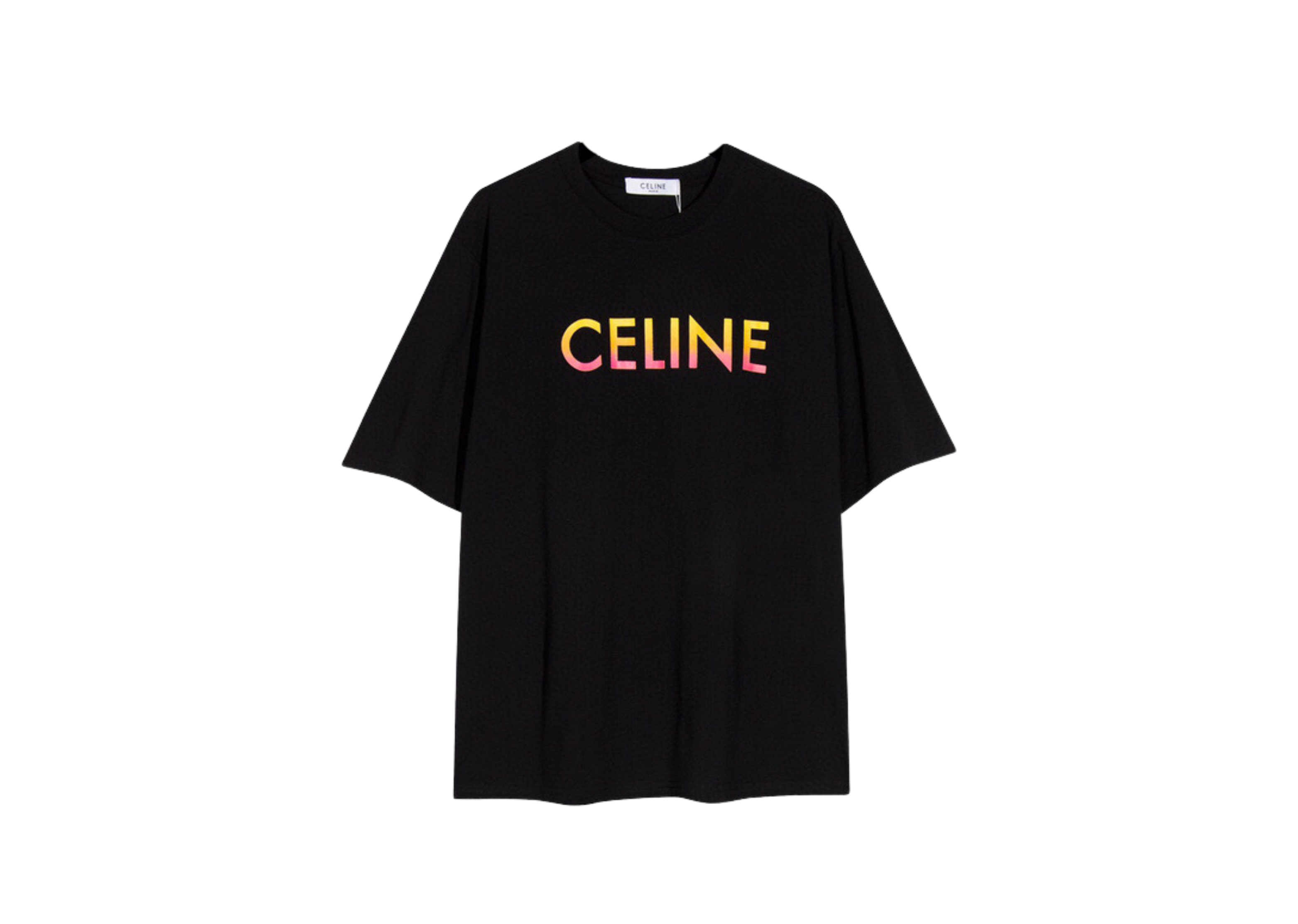 Celine - gedrucktes verblasstes Logo Schwarz/Weiß -T -Shirt