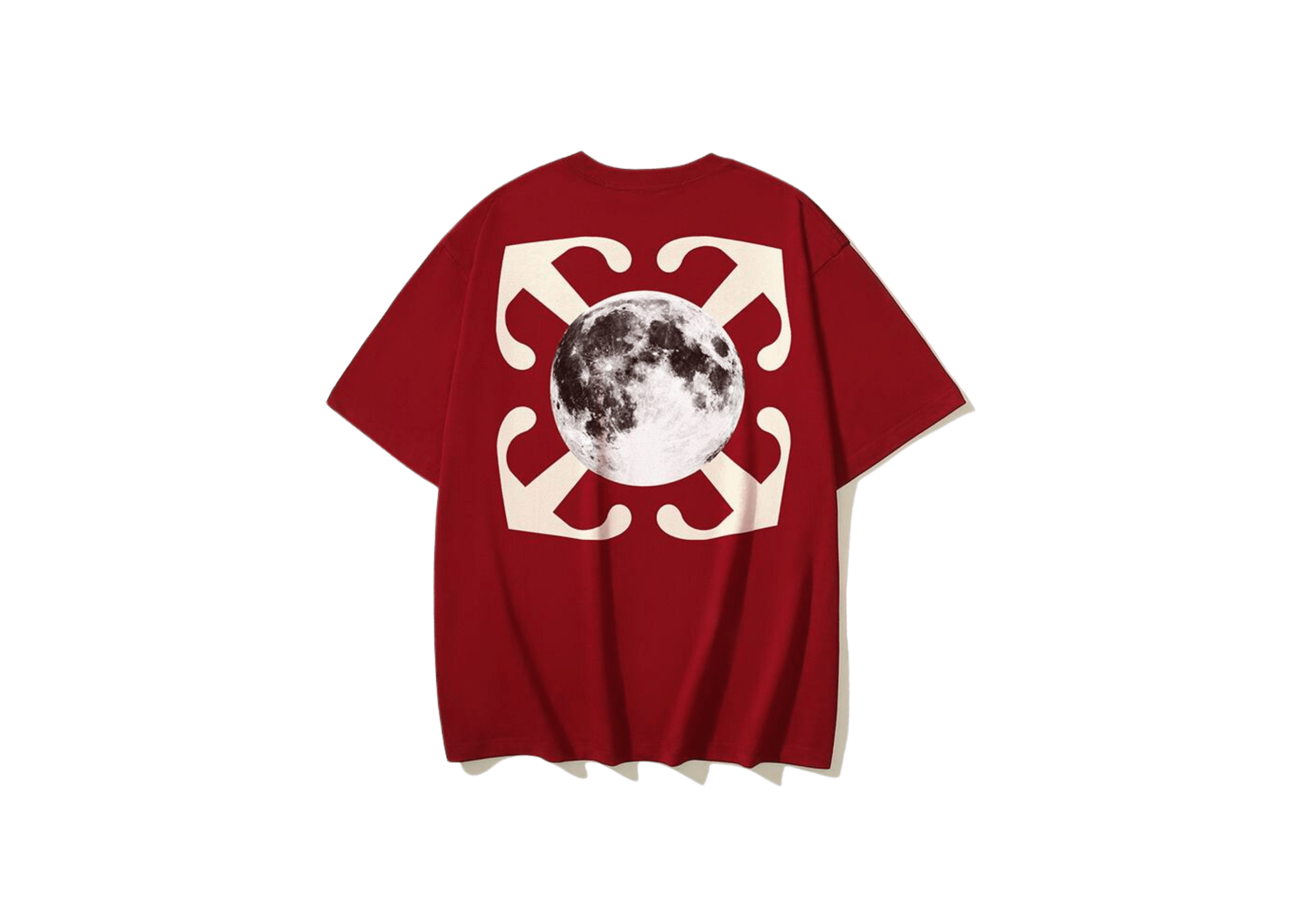 Up to 90 off - Off-White Clothing OFF-WHITE - PRINTED WHITE 'MOON' LOGO RED T-SHIRT