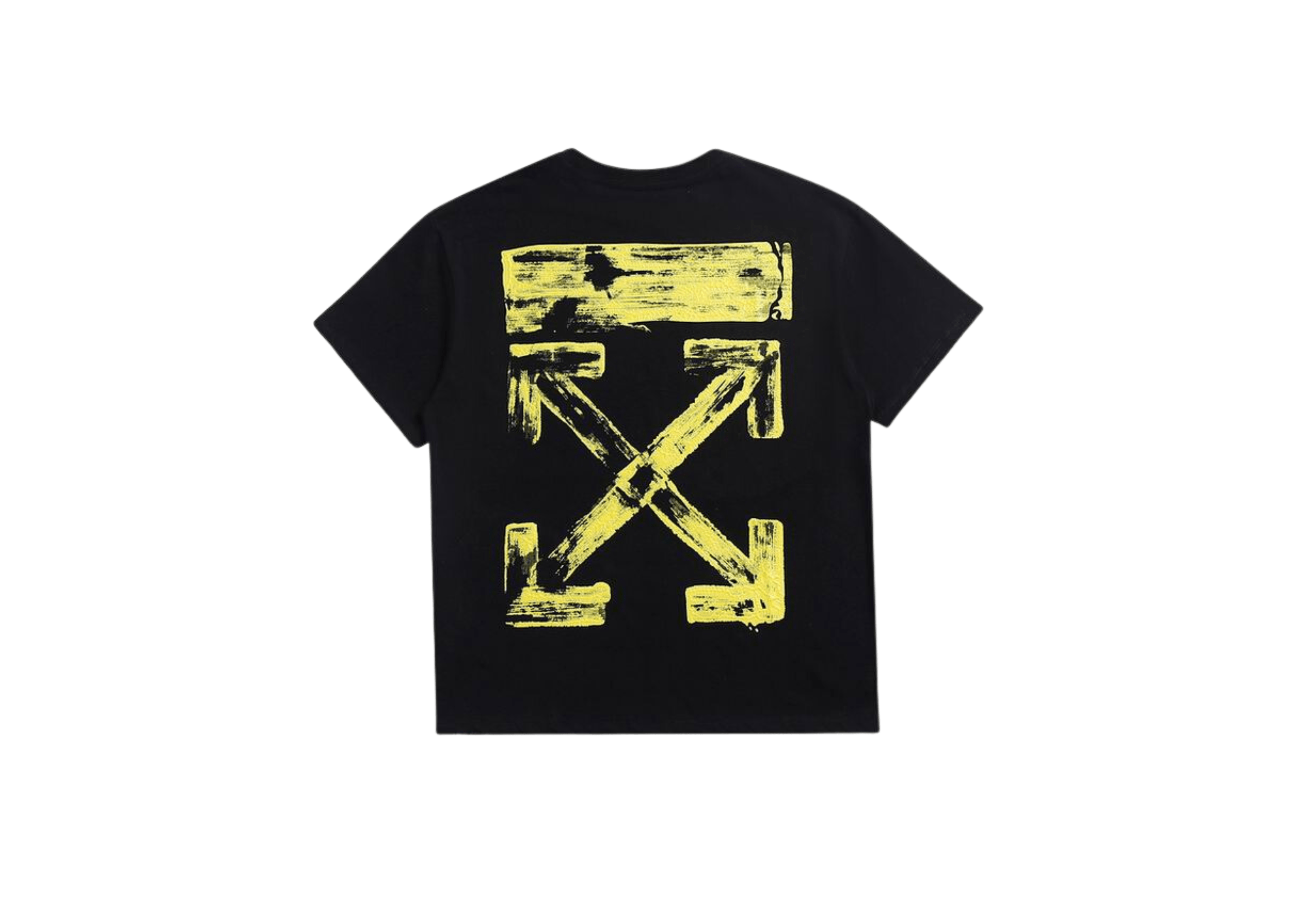 Up to 90 off - Off-White Clothing Off-White - Printed Yellow Logo Black T-Shirt