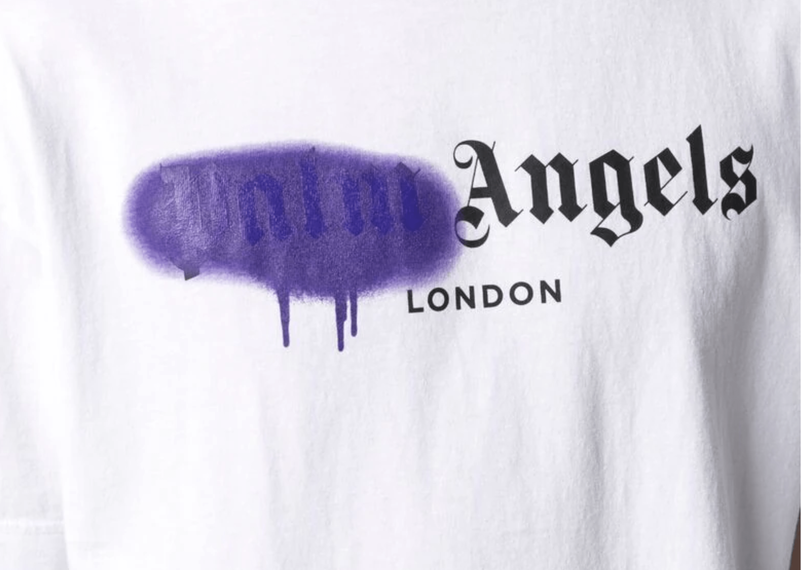 Up to 90 off - Palm Angels Clothing Palm Angels - Purple Sprayed London White T-Shirt