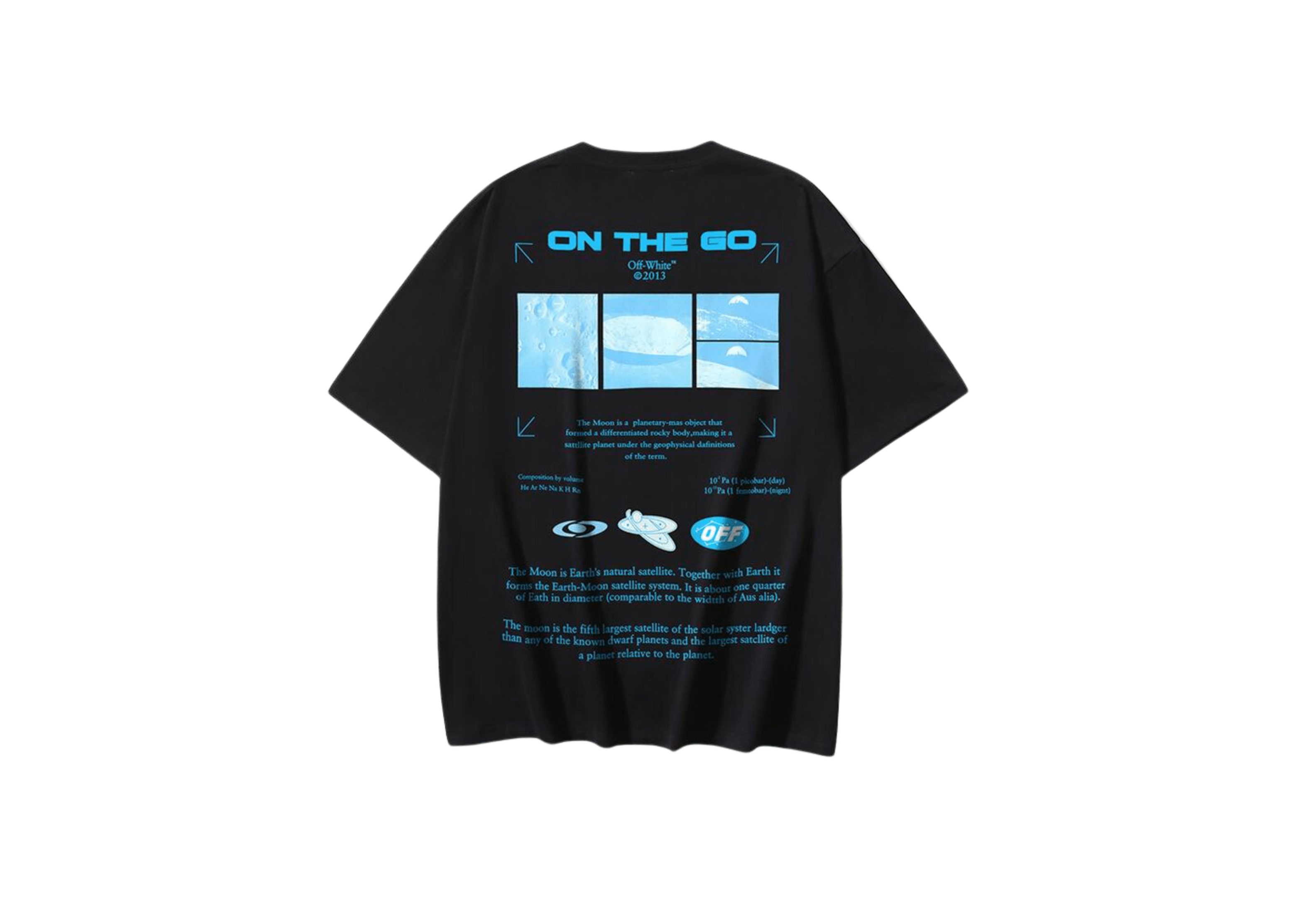 Up to 90 off - Off-White Clothing Off-White - Printed Blue 'On The Go' Logo Black T-Shirt