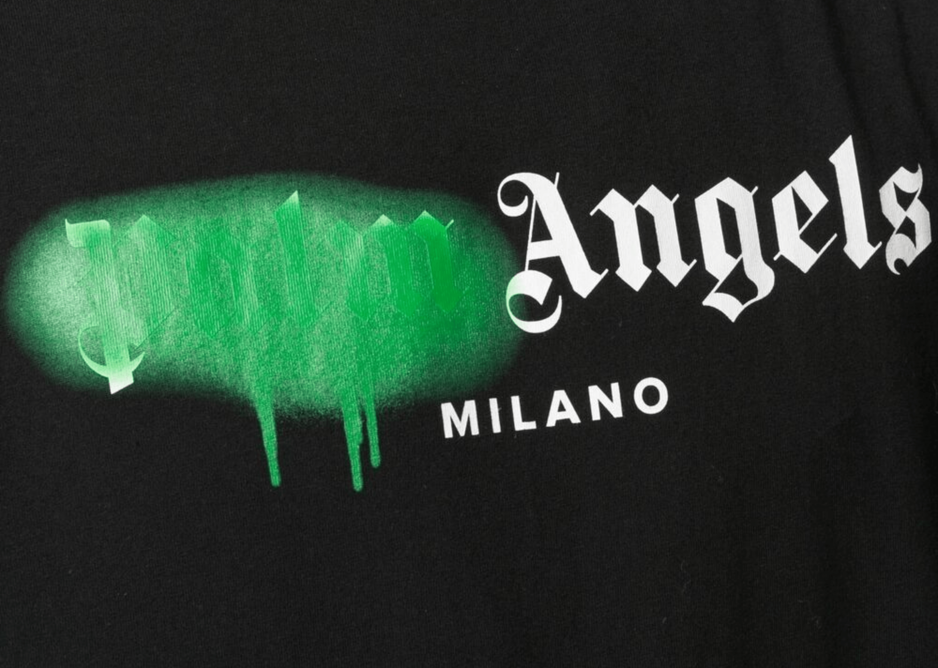 Up to 90 off - Palm Angels Clothing Palm Angels - Green Sprayed Milano Black T-Shirt