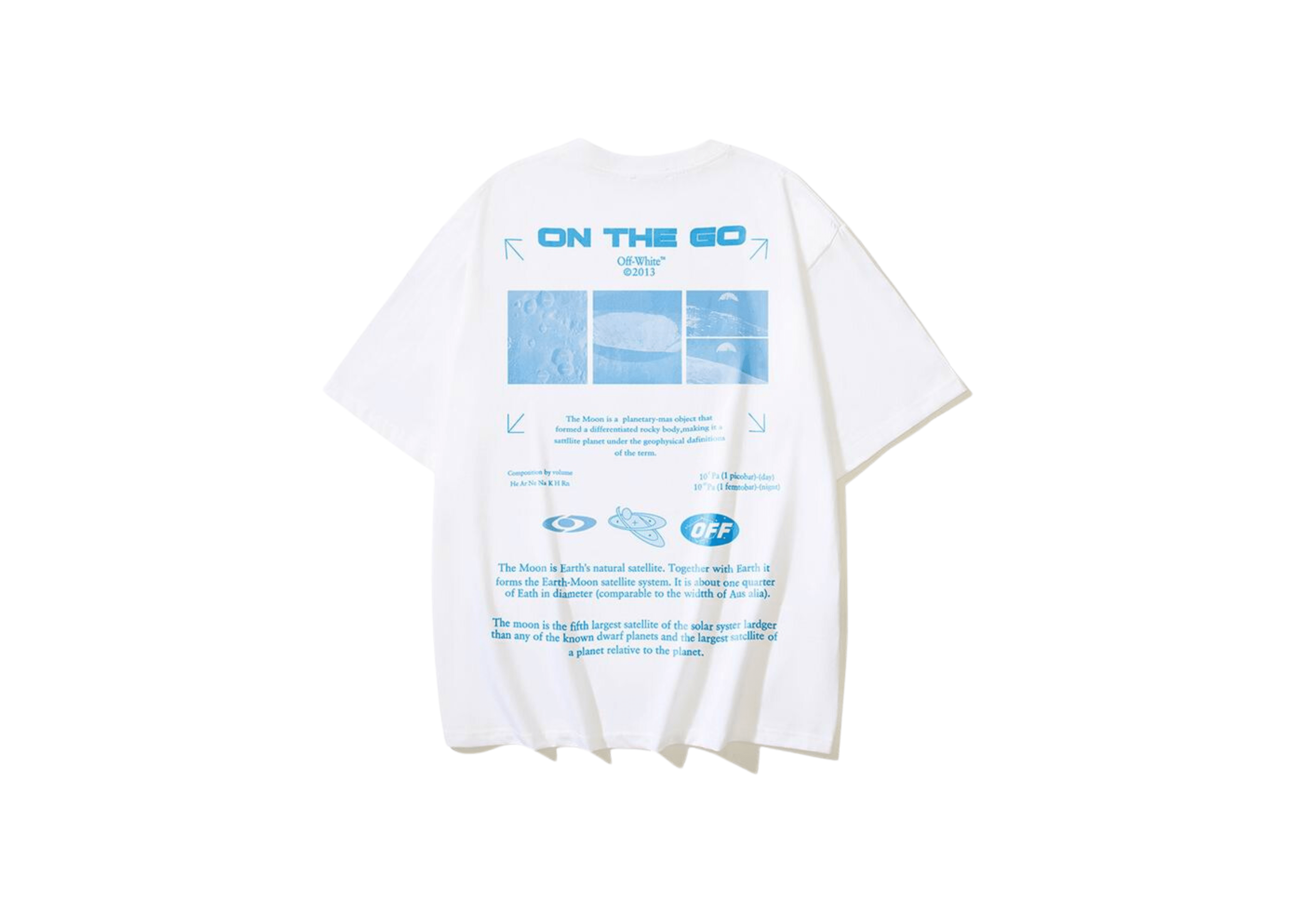 Up to 90 off - Off-White Clothing Off-White - Printed Blue 'On The Go' Logo White T-Shirt