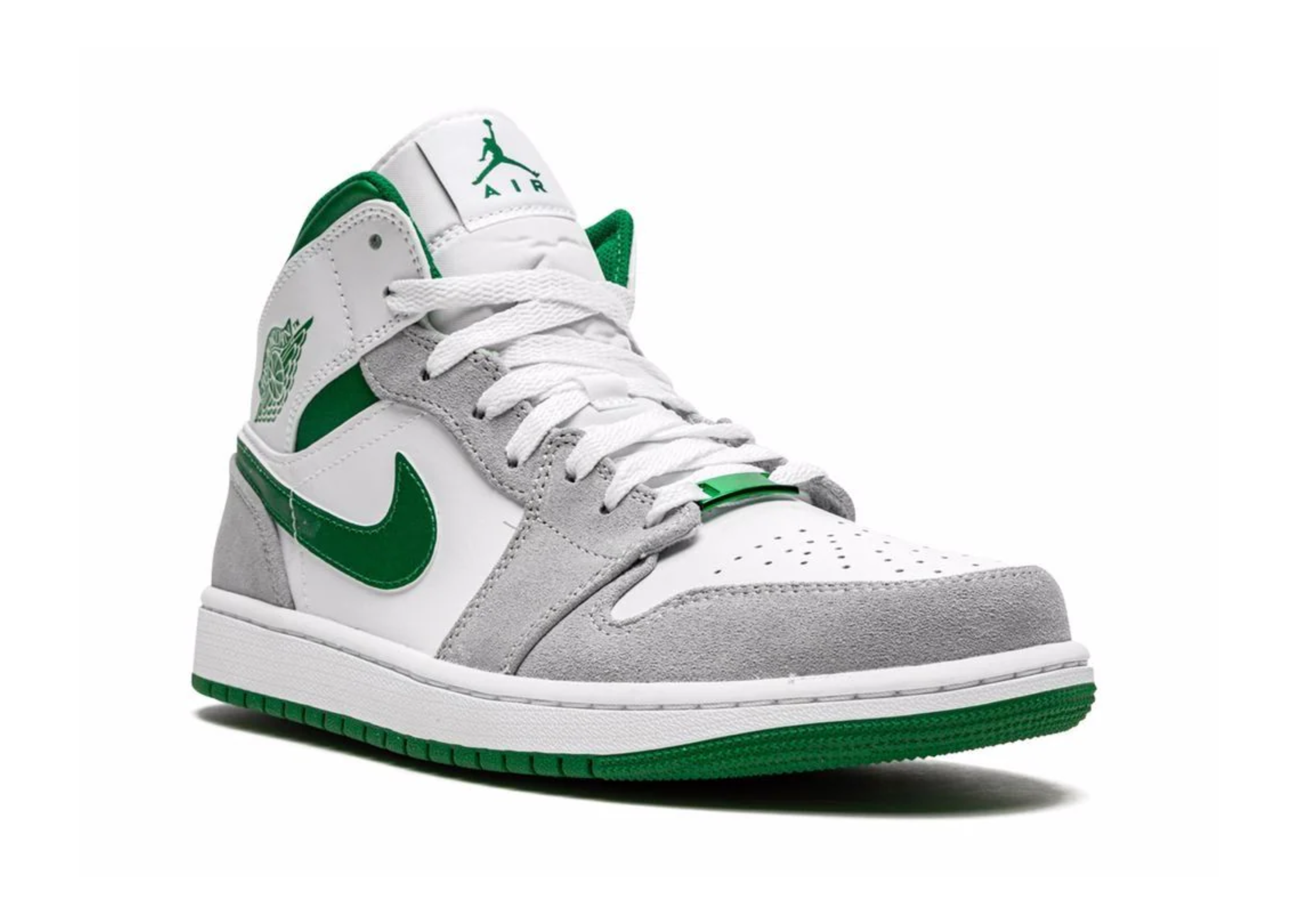 Air Jordan 1 Mid White Gray Pine Green