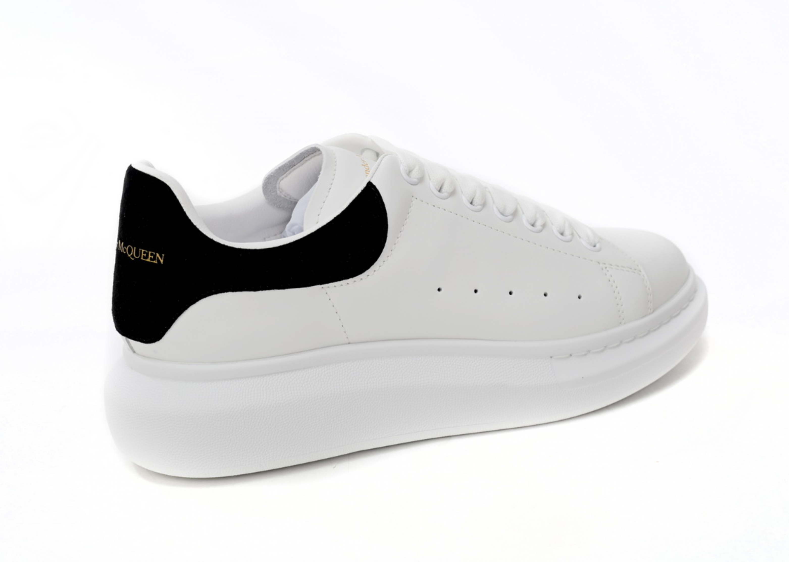 Alexander McQueen store sneaker hvit svart fløyel