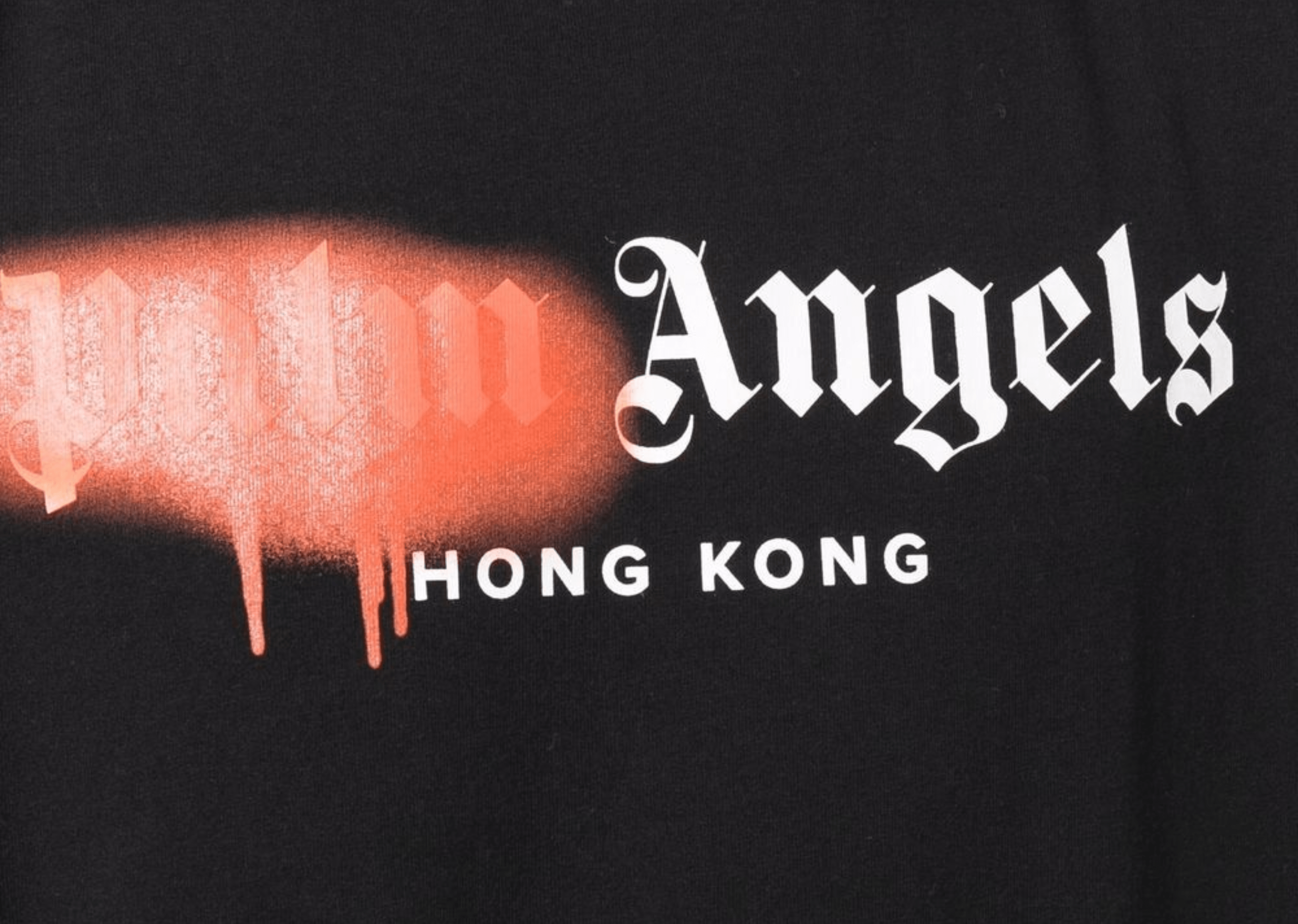 Up to 90 off - Palm Angels Clothing Palm Angels - Orange Sprayed Hong Kong Black T-Shirt