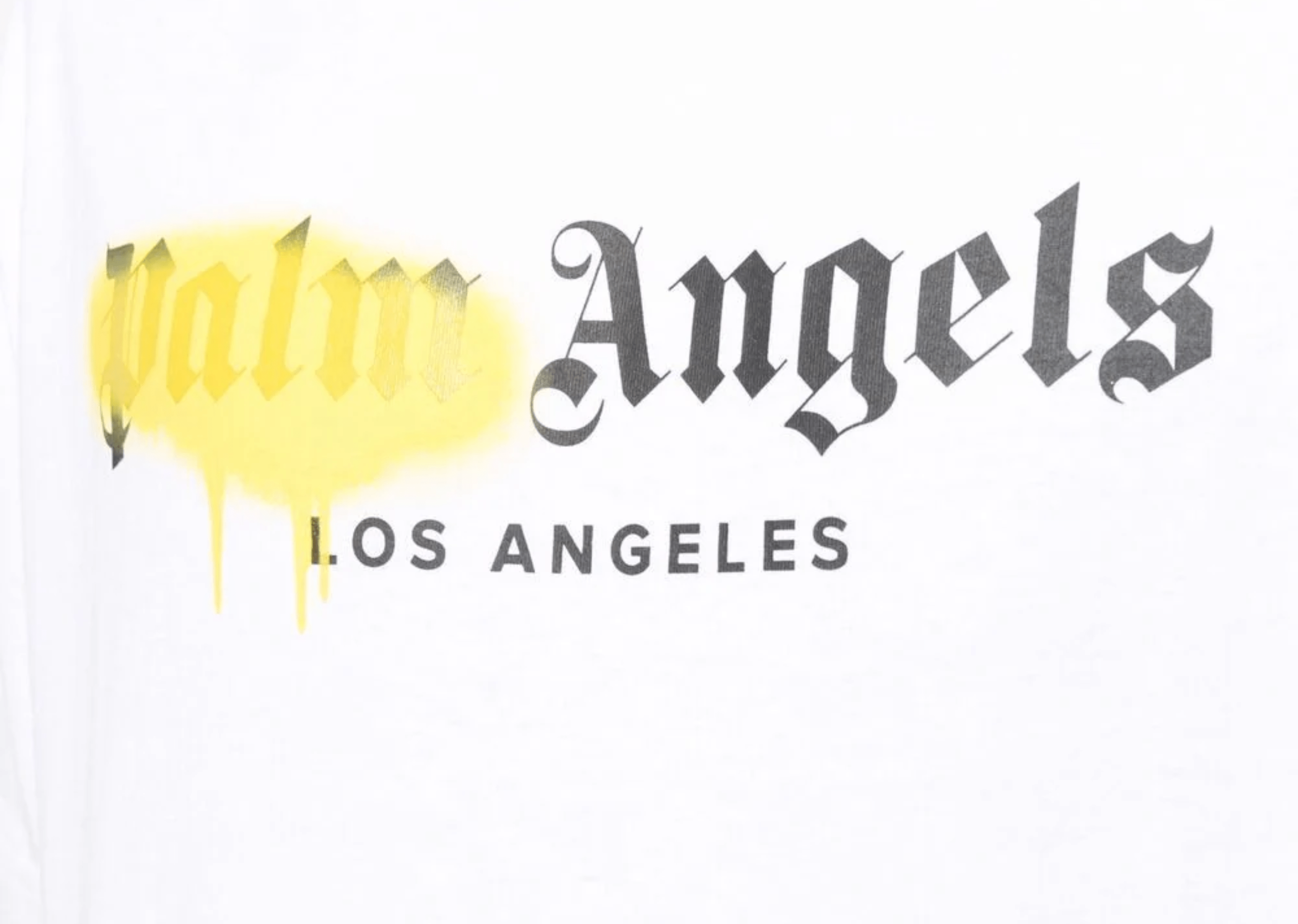 Up to 90 off - Palm Angels Clothing Palm Angels - Yellow Sprayed La White T-Shirt