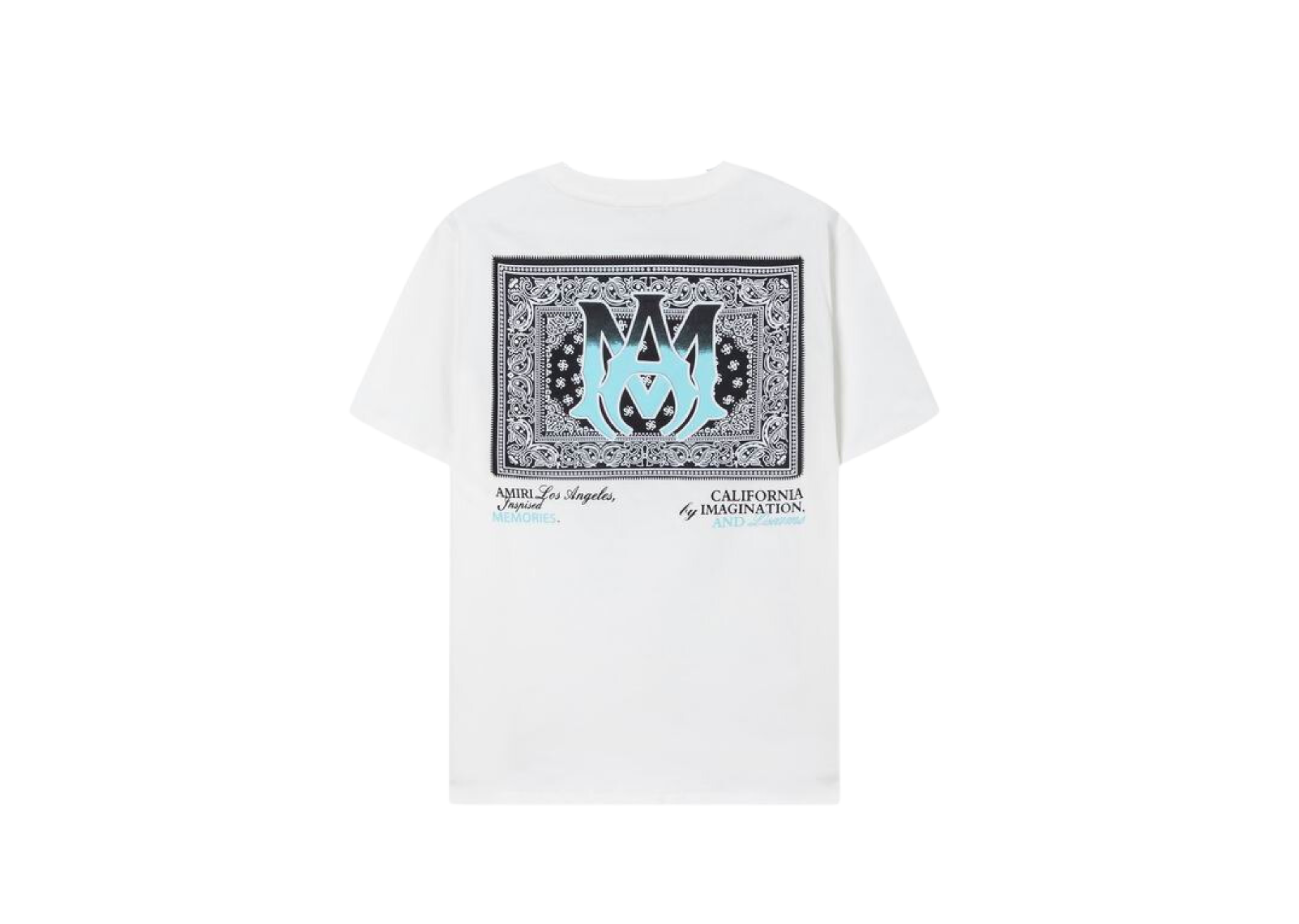 Amiri - gedrukt blauw logo wit t -shirt