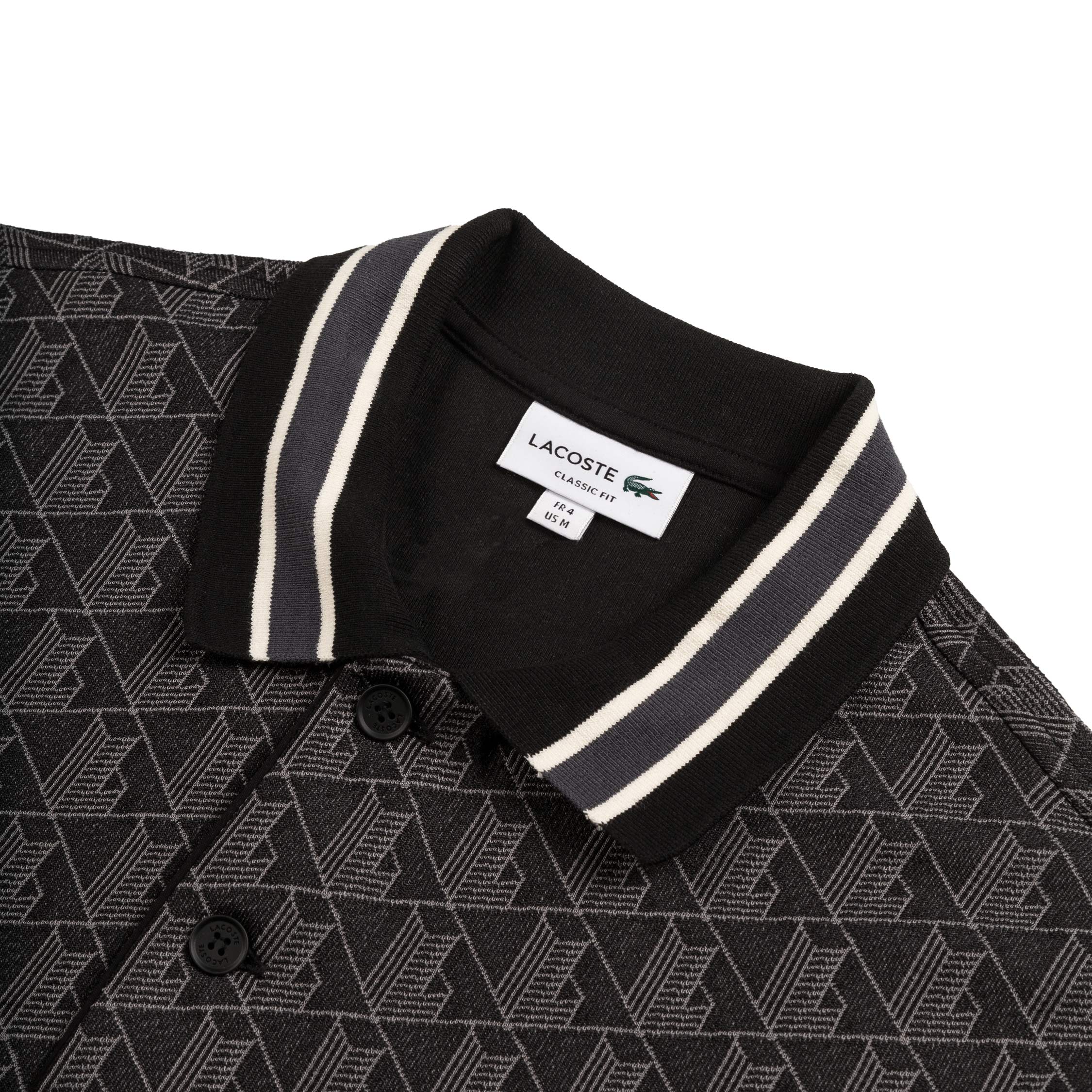 Lacoste -Kontrastkragen Monogramm Poloshirt