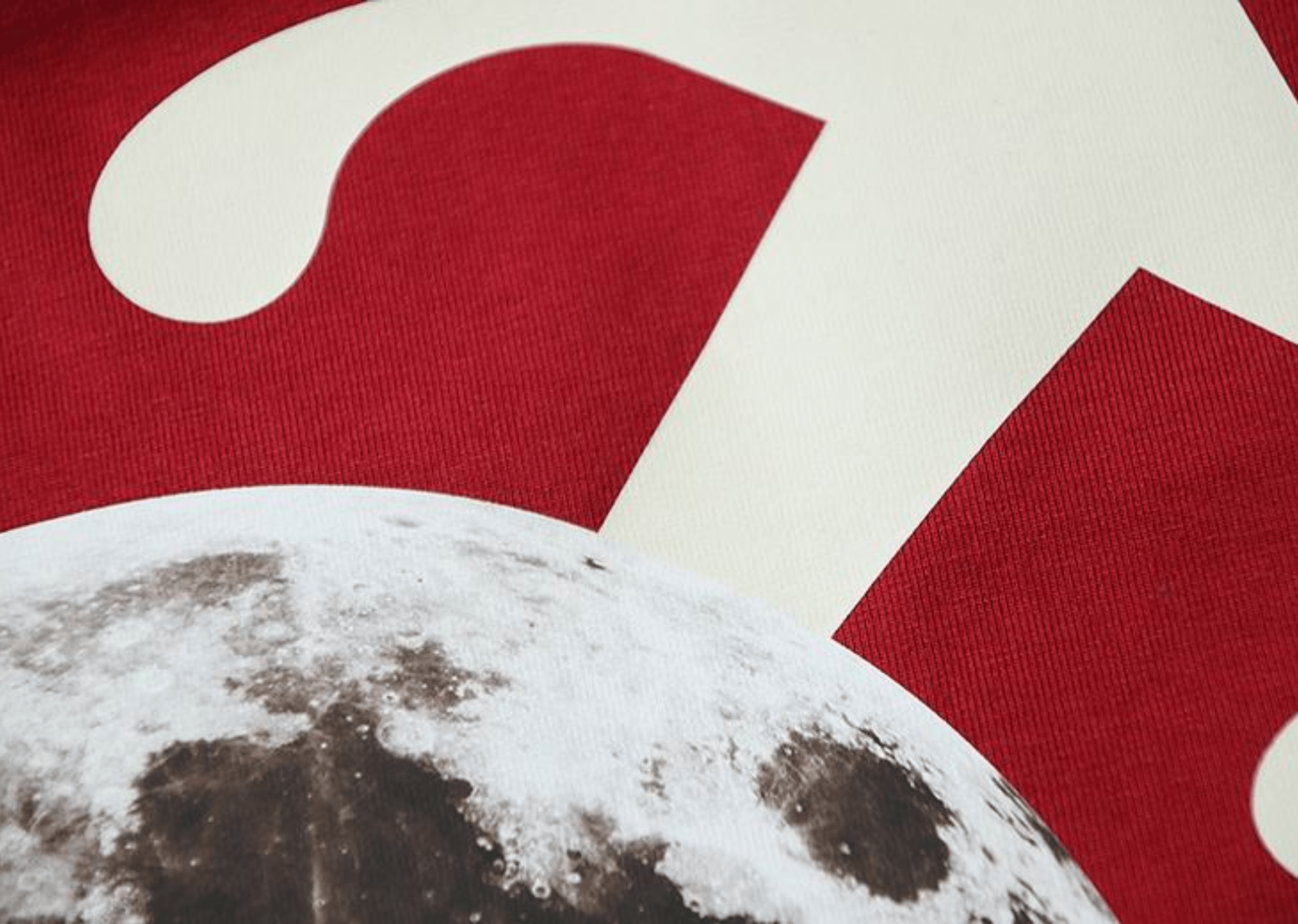 Up to 90 off - Off-White Clothing OFF-WHITE - PRINTED WHITE 'MOON' LOGO RED T-SHIRT