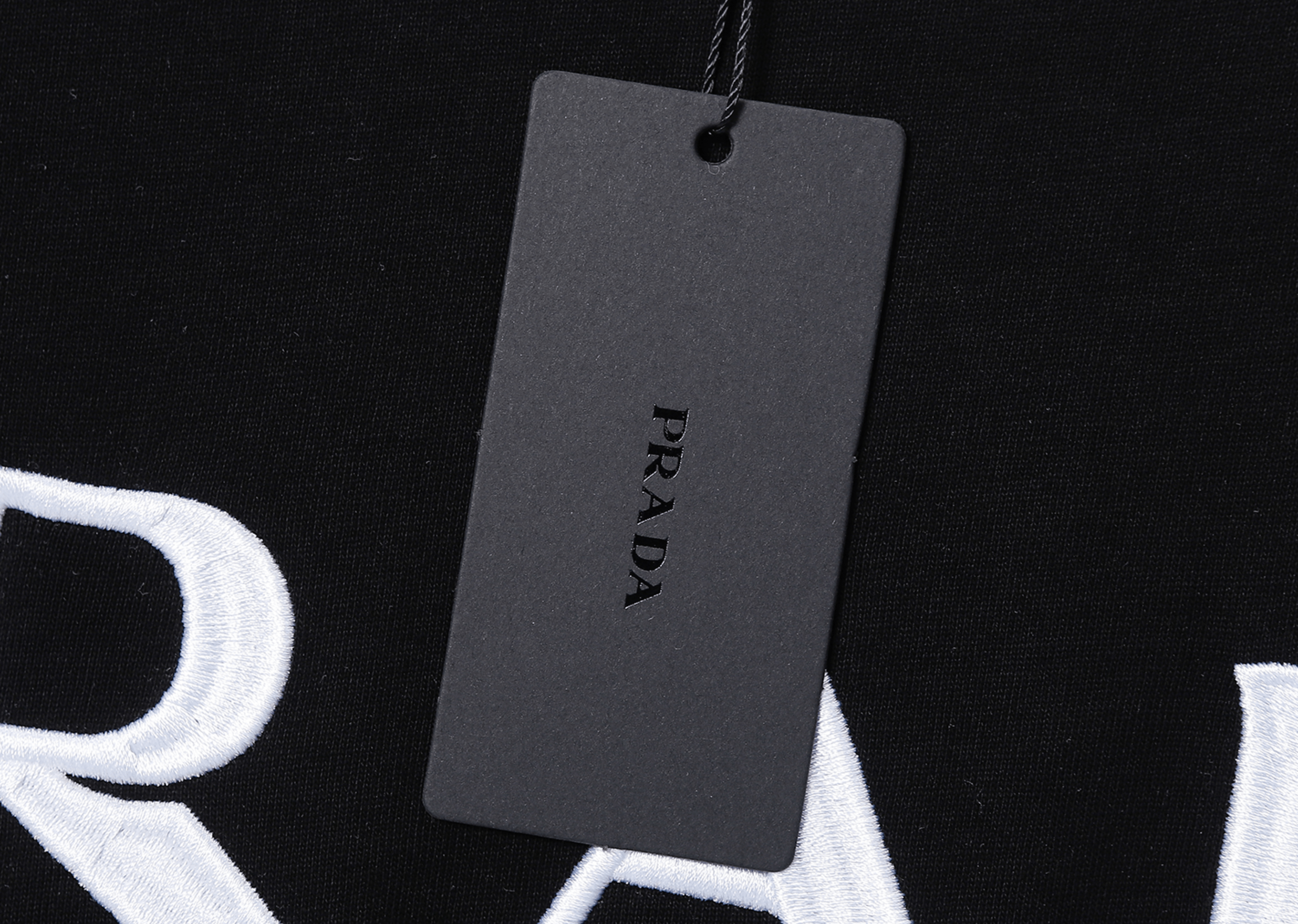 Up to 90 off - Prada Clothing Prada - Embroidered Center Logo Black/White T-Shirt